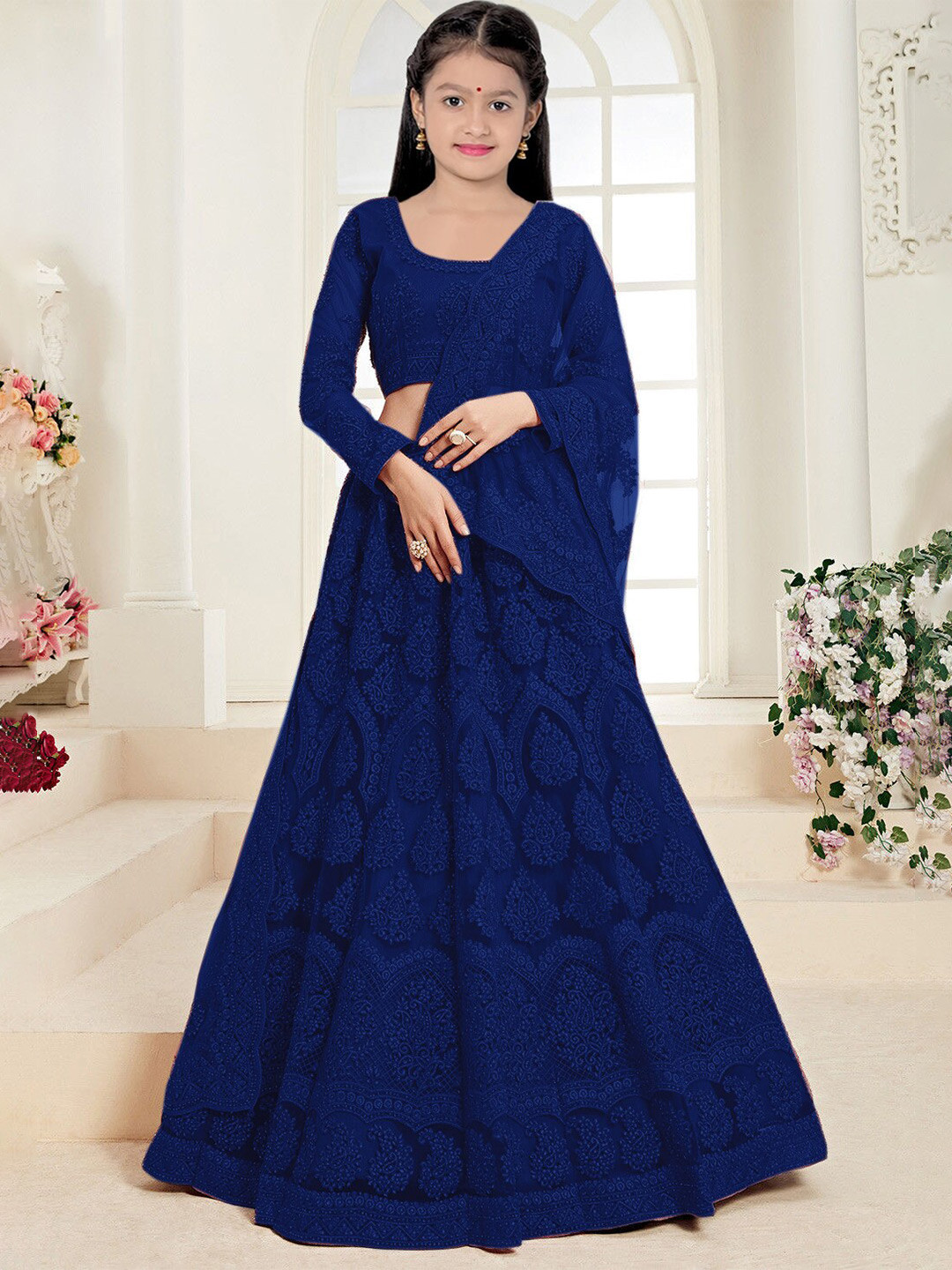 BAESD Girls Embroidered Thread Work Semi-Stitched Lehenga & Unstitched Blouse With Dupatta, Blue
BAESD Girls Embroidered Thread Work Semi-Stitched Lehenga & Unstitched Blouse With Dupatta, Blue