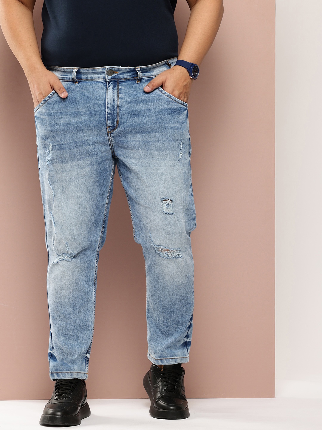 Sztori Men Plus Size Slim Tapered Fit Mildly Distressed Light Fade Stretchable Jeans, Blue
Sztori Men Plus Size Slim Tapered Fit Mildly Distressed Light Fade Stretchable Jeans, Blue