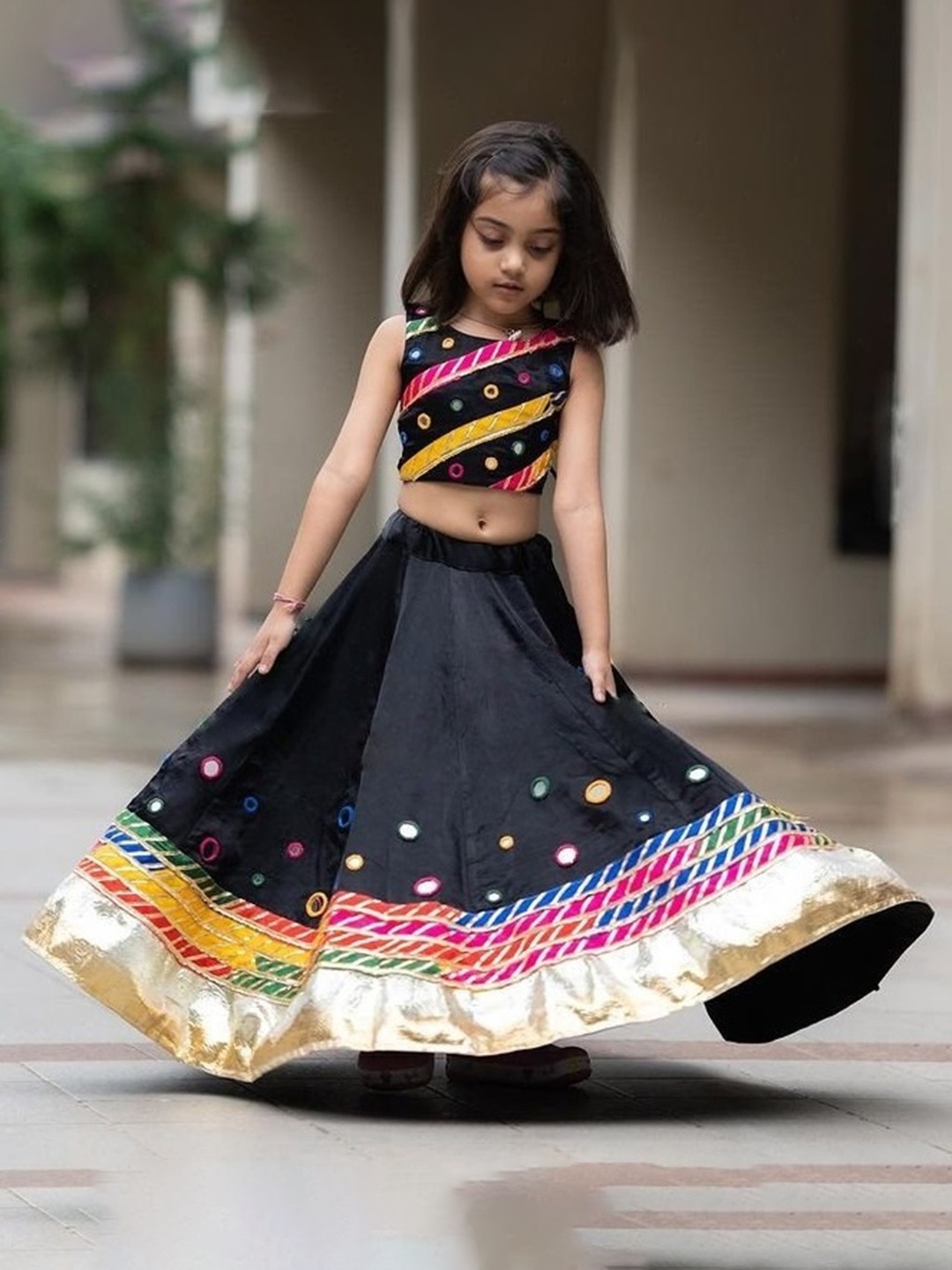BAESD Girls Embroidered Mirror Work Detailed Ready to Wear Lehenga With Choli, Black
BAESD Girls Embroidered Mirror Work Detailed Ready to Wear Lehenga With Choli, Black