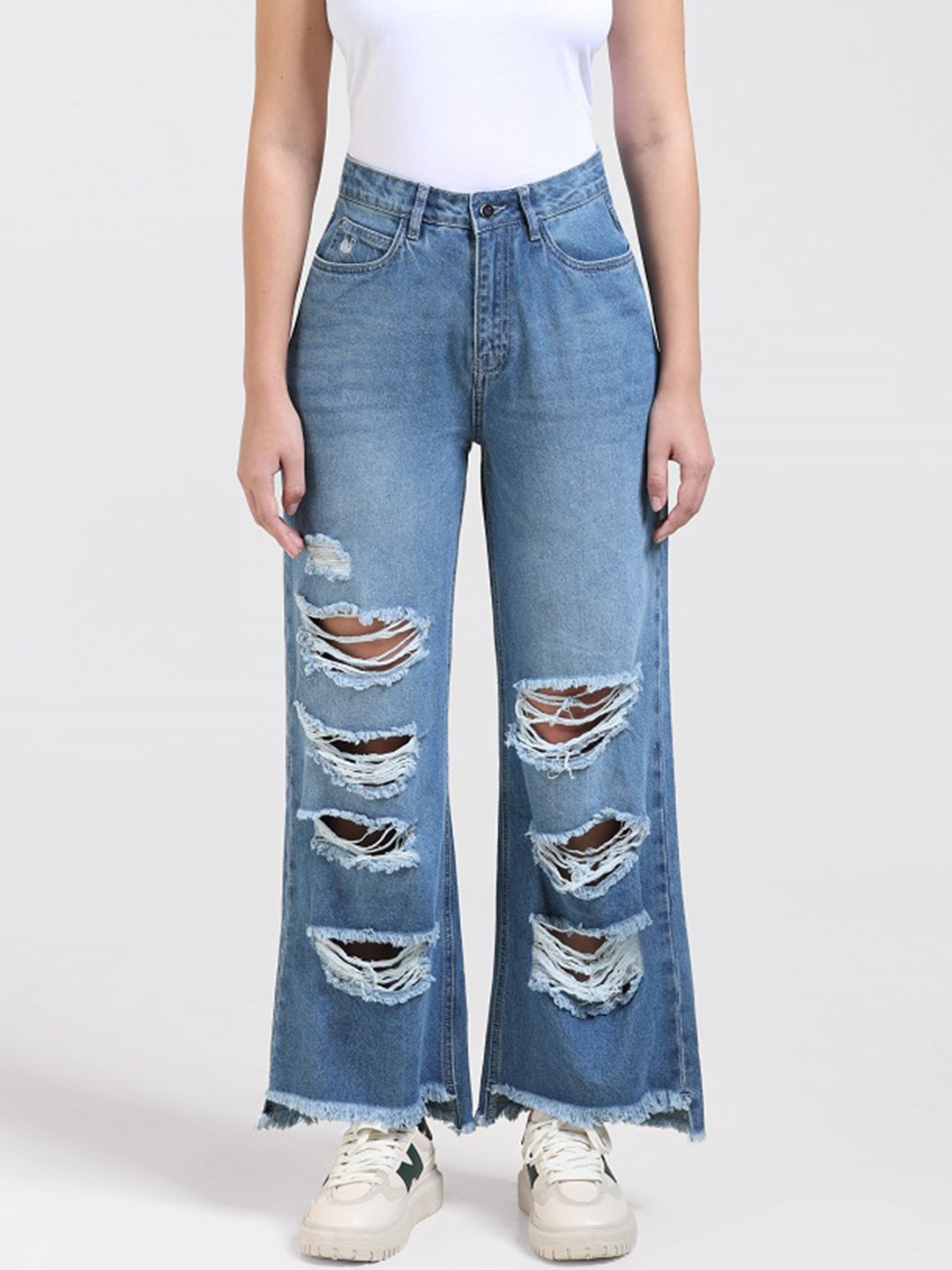 Gloria Vanderbilt Women Anti Wide Leg High-Rise Highly Distressed Cotton Jeans, Blue
Gloria Vanderbilt Women Anti Wide Leg High-Rise Highly Distressed Cotton Jeans, Blue
