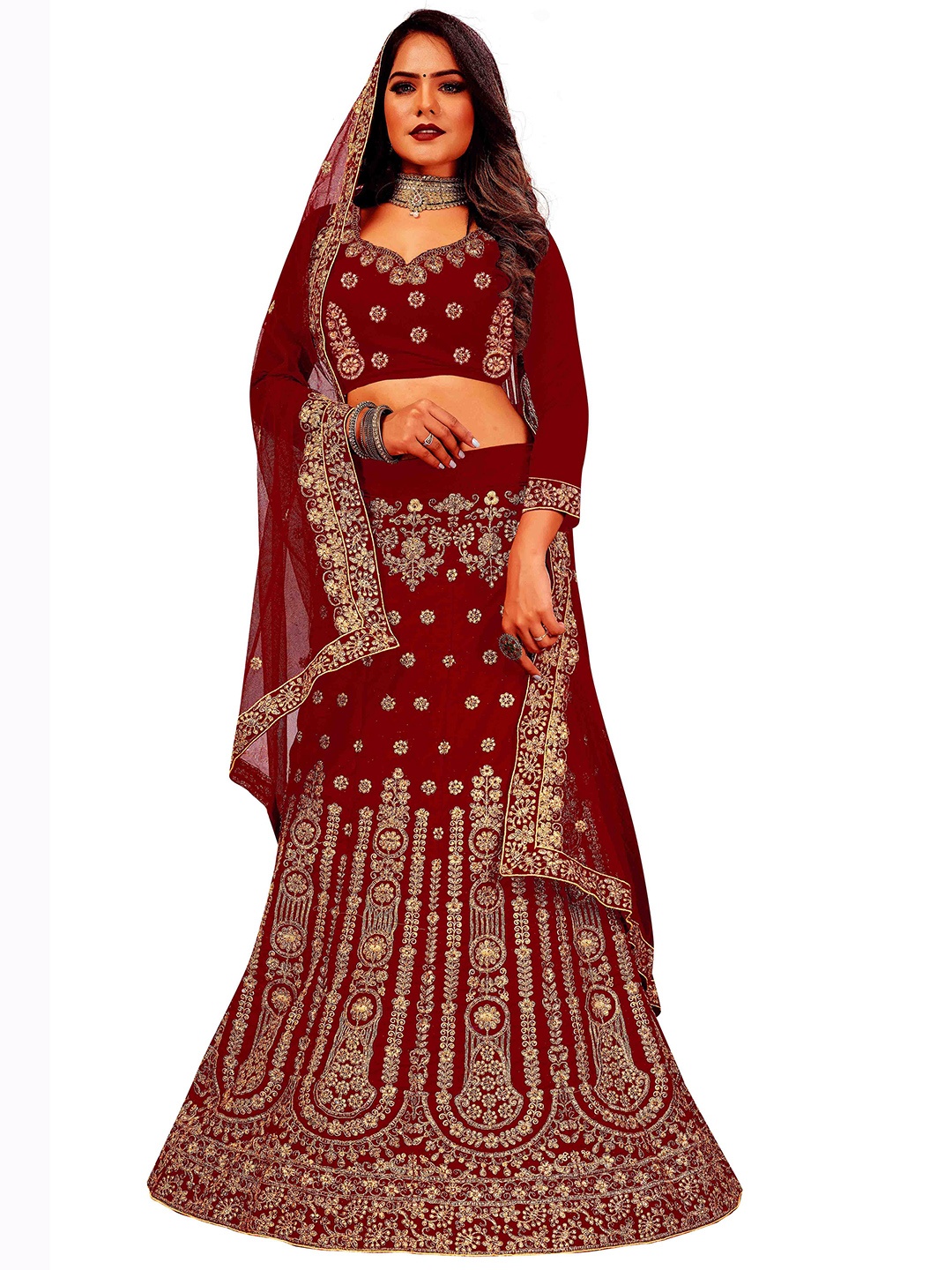 MANVAA Embroidered Velvet Semi-Stitched Lehenga & Unstitched Blouse With Dupatta, Maroon
MANVAA Embroidered Velvet Semi-Stitched Lehenga & Unstitched Blouse With Dupatta, Maroon