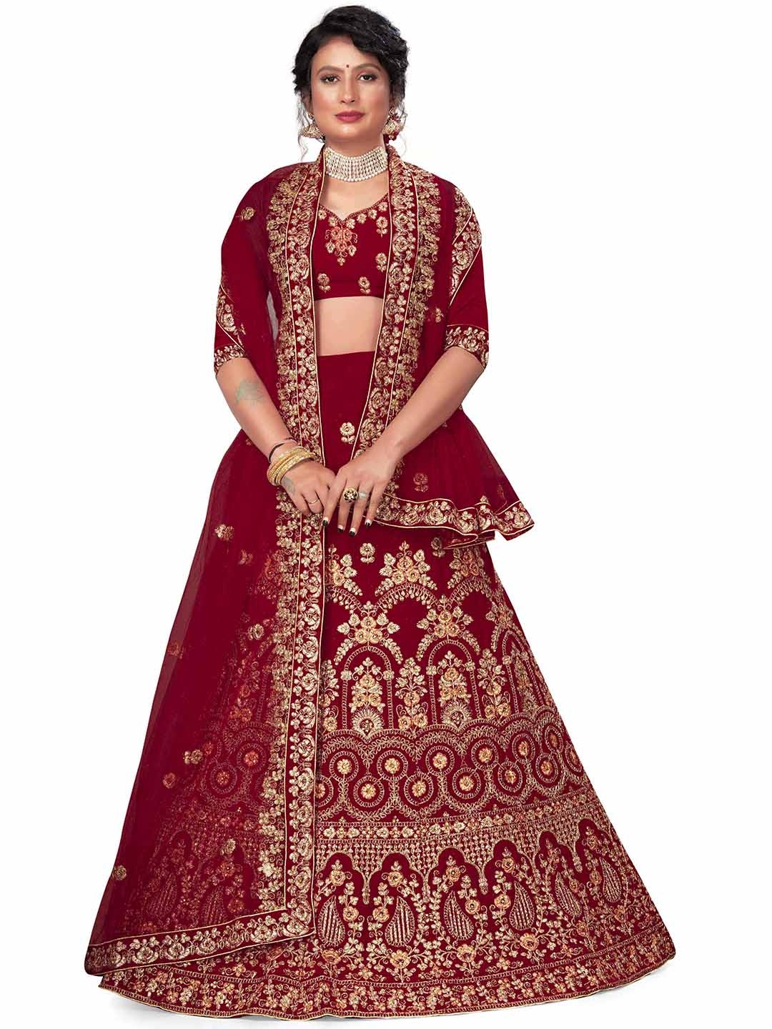 MANVAA Embroidered Thread Work Semi-Stitched Lehenga & Unstitched Blouse With Dupatta, Maroon
MANVAA Embroidered Thread Work Semi-Stitched Lehenga & Unstitched Blouse With Dupatta, Maroon