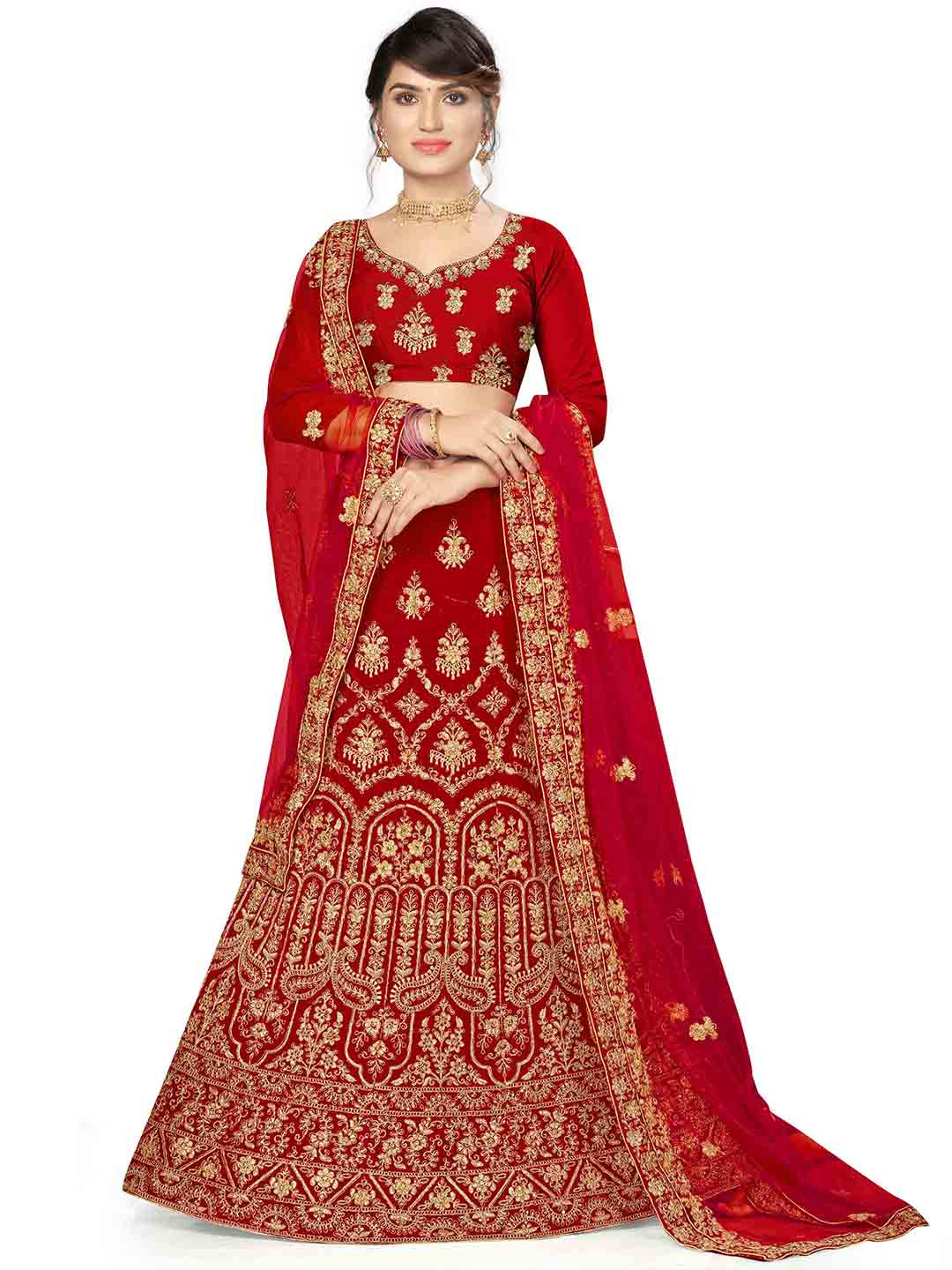 MANVAA Embroidered Thread Work Semi-Stitched Lehenga & Unstitched Blouse With Dupatta, Red
MANVAA Embroidered Thread Work Semi-Stitched Lehenga & Unstitched Blouse With Dupatta, Red