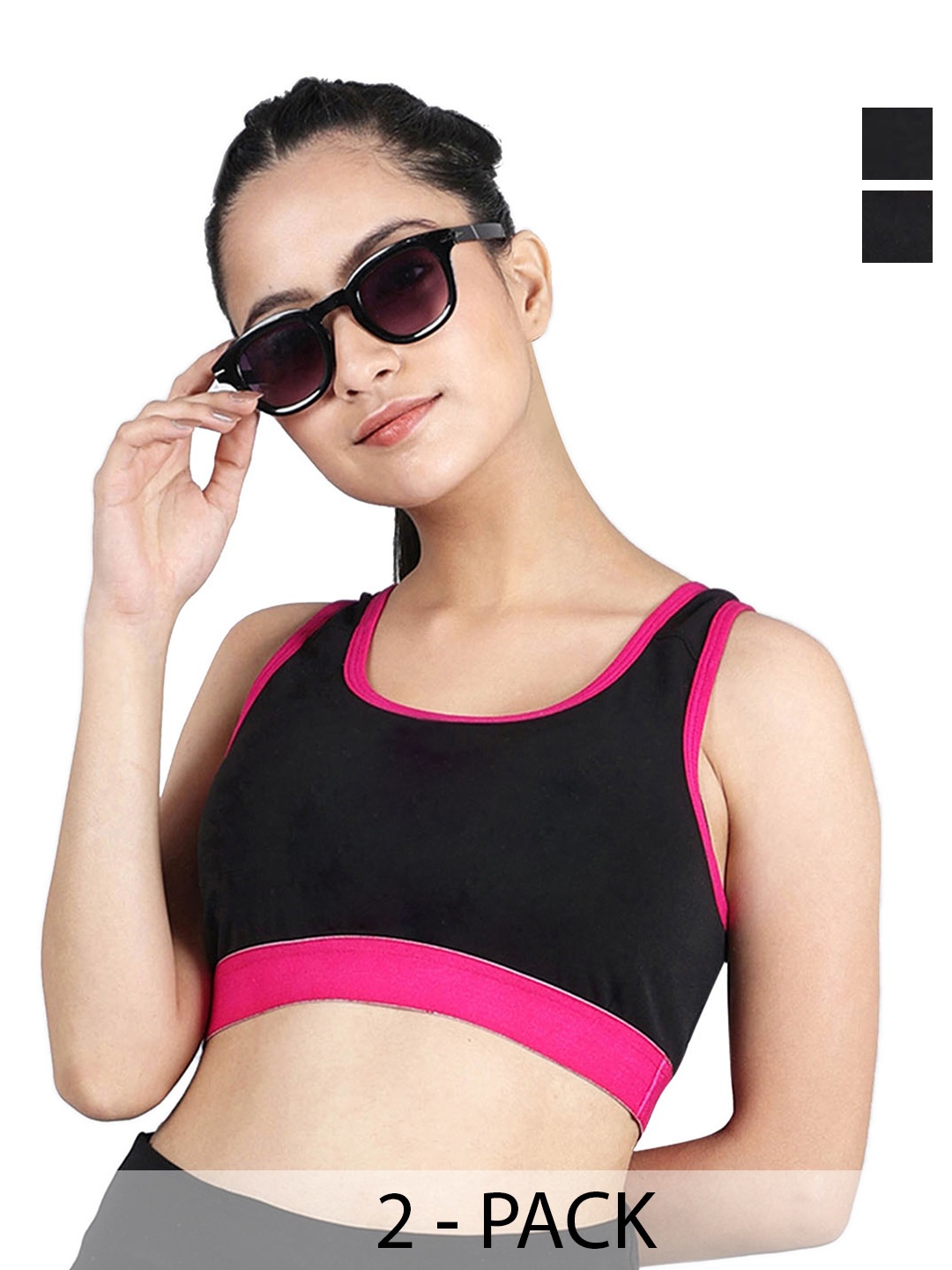 DChica Pack Of 2 Non Wired Non Padded Seamless Racerback Workout Bra With All Day Comfort, Black
DChica Pack Of 2 Non Wired Non Padded Seamless Racerback Workout Bra With All Day Comfort, Black