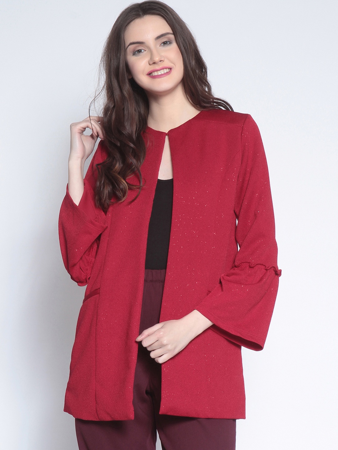Marie Claire Maroon Solid Coat