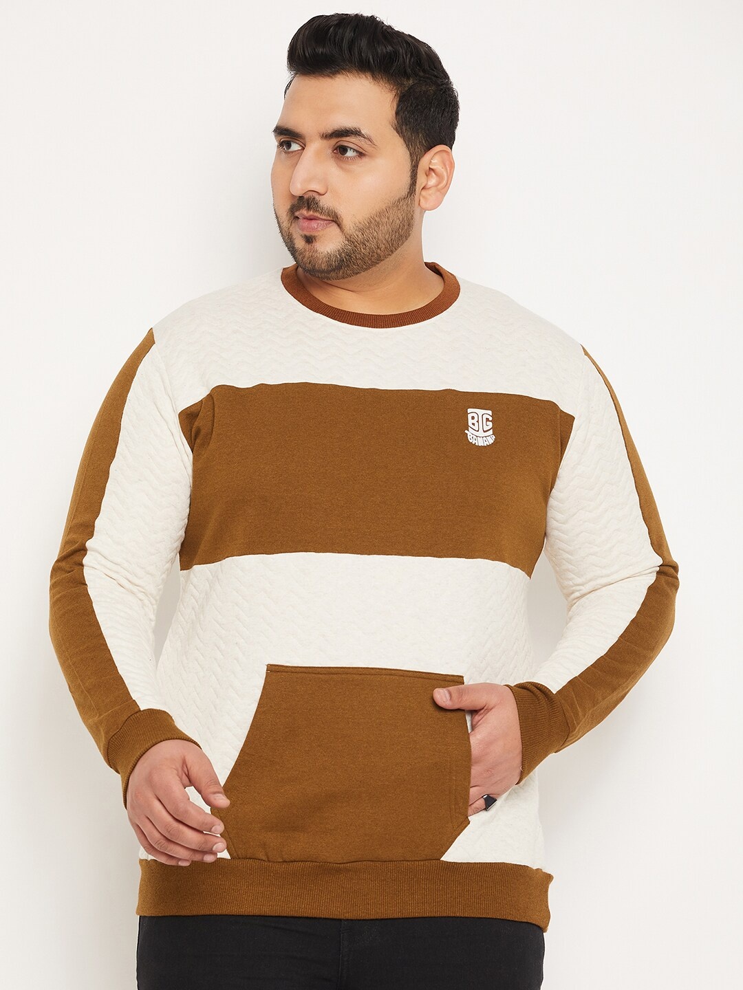 bigbanana Men Plus Size Round Neck Long Sleeves Colourblocked Sweatshirt, Off white
bigbanana Men Plus Size Round Neck Long Sleeves Colourblocked Sweatshirt, Off white