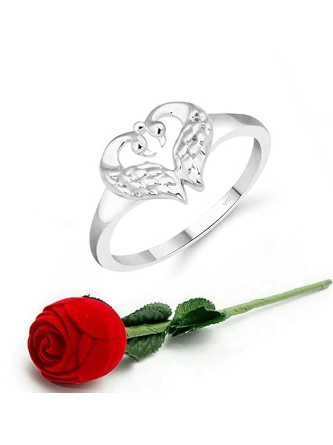 Vighnaharta Rhodium-Plated Peacock Shaped Finger Ring With Velvet Rose Box, Silver
Vighnaharta Rhodium-Plated Peacock Shaped Finger Ring With Velvet Rose Box, Silver
