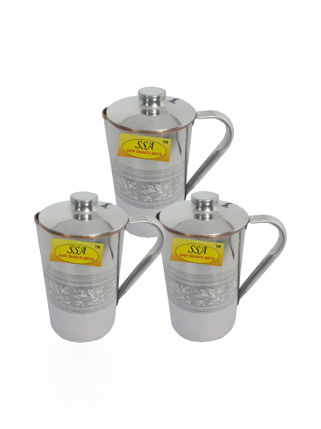 Shivshakti Arts Silver Toned 3 Pieces Easy To Clean Copper Water Jugs 1.325 L Each, Steel
Shivshakti Arts Silver Toned 3 Pieces Easy To Clean Copper Water Jugs 1.325 L Each, Steel
