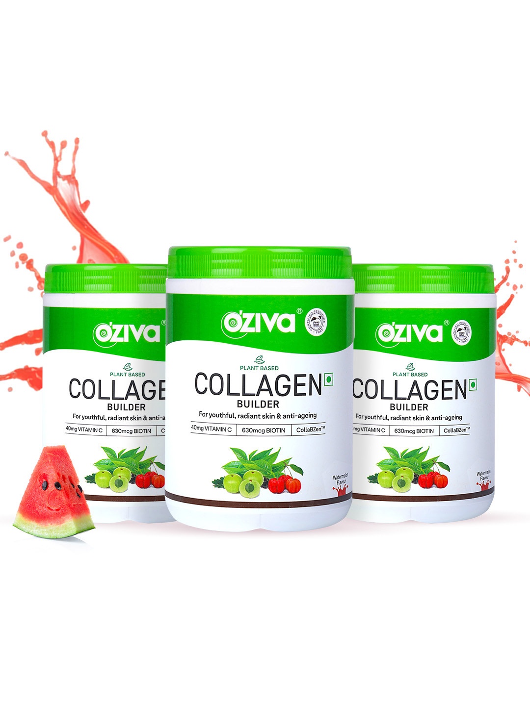 OZiva Set Of 3 Collagen Builder Powder For Brighter Skin - Watermelon - 200g Each, Green
OZiva Set Of 3 Collagen Builder Powder For Brighter Skin - Watermelon - 200g Each, Green