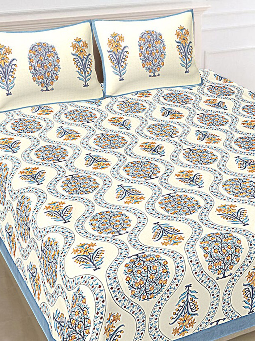 SHOOLIN White & Blue Floral Printed 144 TC Cotton King Bedsheet with 2 Pillow Covers
SHOOLIN White & Blue Floral Printed 144 TC Cotton King Bedsheet with 2 Pillow Covers