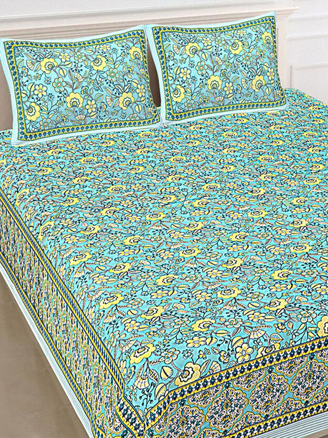 SHOOLIN Green & Yellow Floral Printed 144 TC King Cotton Bedsheet with 2 Pillow Covers
SHOOLIN Green & Yellow Floral Printed 144 TC King Cotton Bedsheet with 2 Pillow Covers