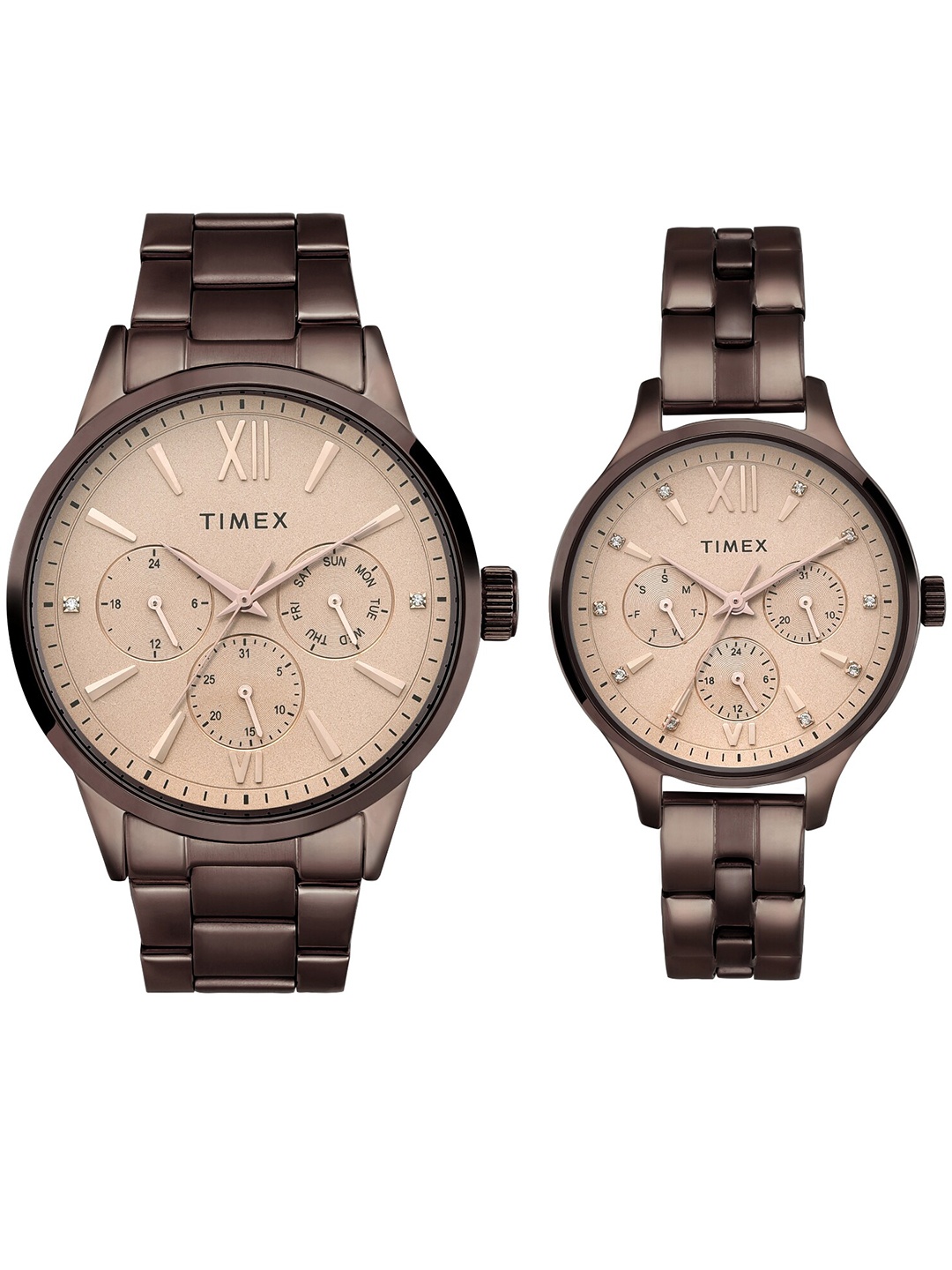 Timex Unisex Embellished Dial & Stainless Steel Analogue Couple Watch TW00PR306, Rose gold
Timex Unisex Embellished Dial & Stainless Steel Analogue Couple Watch TW00PR306, Rose gold