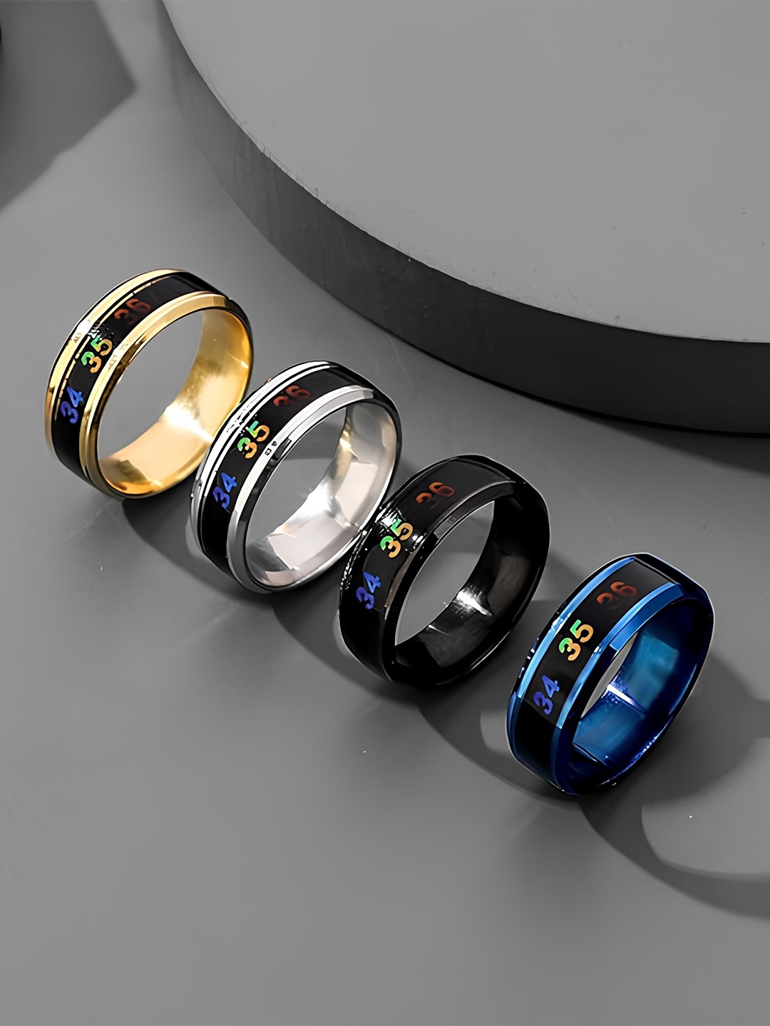 KARISHMA KREATIONS Unisex Set Of 4 Stainless Steel Gold & Silver Plated Temperature Rings, Rose gold
KARISHMA KREATIONS Unisex Set Of 4 Stainless Steel Gold & Silver Plated Temperature Rings, Rose gold