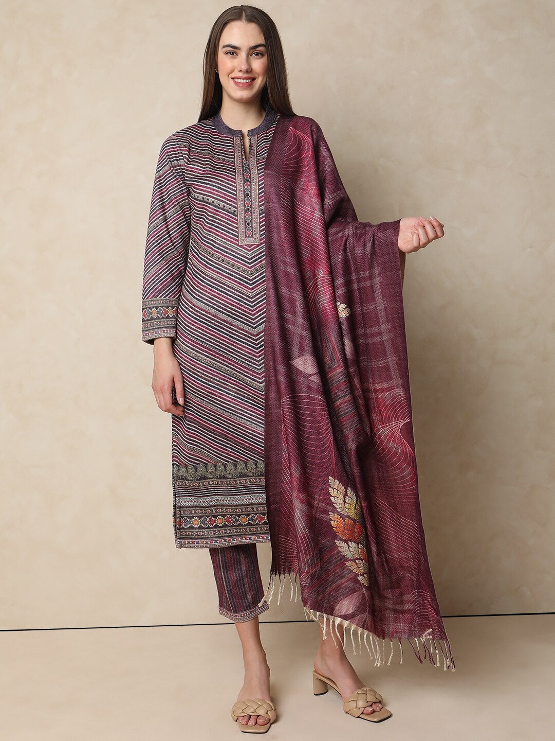 Indifusion Printed Regular Beads and Stones Kurta with Trousers & With Dupatta, Purple
Indifusion Printed Regular Beads and Stones Kurta with Trousers & With Dupatta, Purple