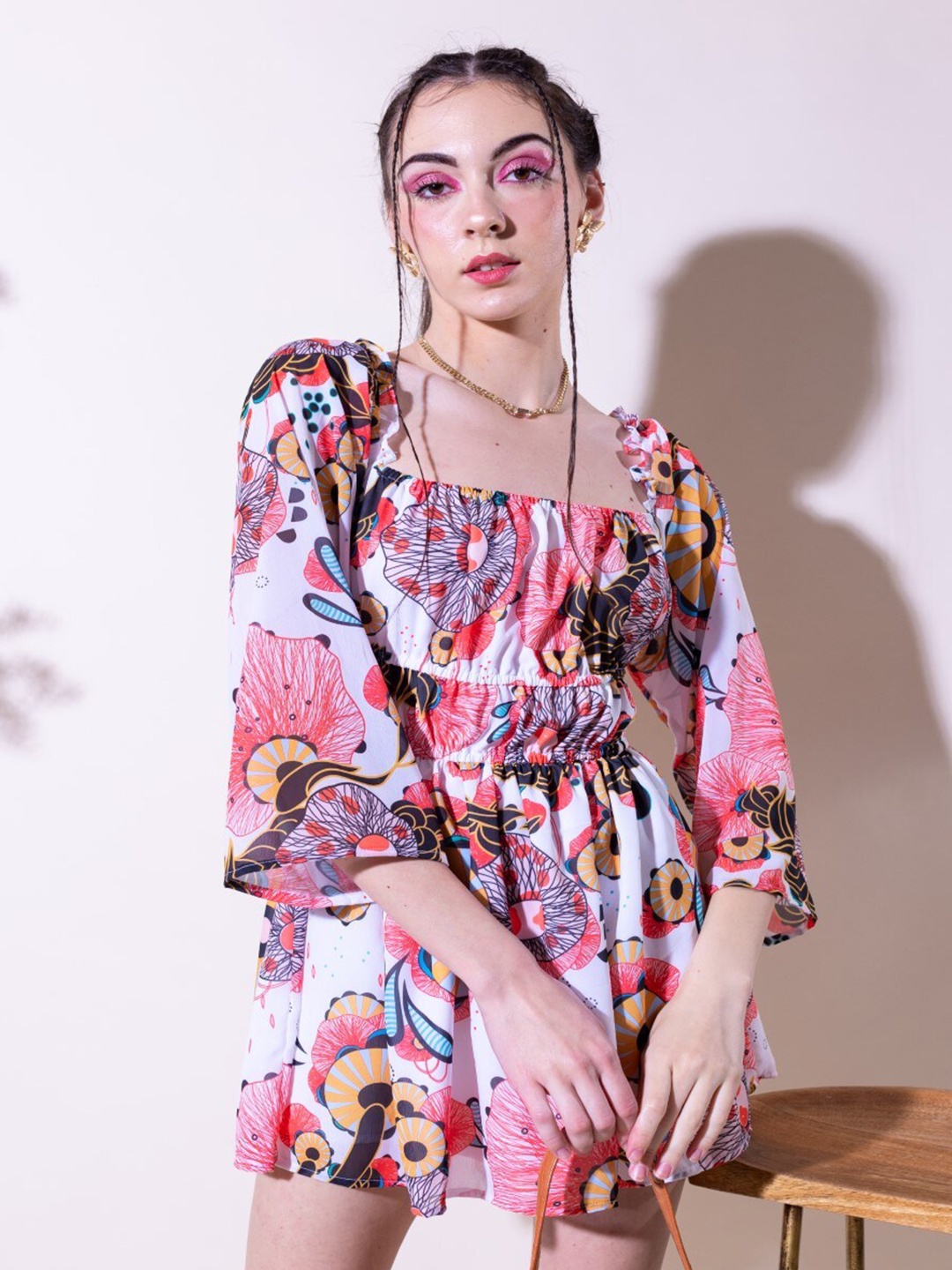 Stylecast X Hersheinbox Floral Print Square Neck Flared Sleeves Fit & Flare Mini Dress, White
Stylecast X Hersheinbox Floral Print Square Neck Flared Sleeves Fit & Flare Mini Dress, White