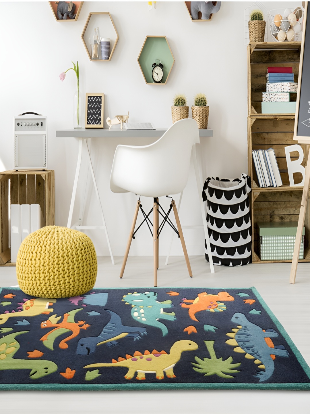 LITTLELOOMS Black & Yellow Dino Mania Printed Hand-Tufted Rectangular Woollen Carpet
LITTLELOOMS Black & Yellow Dino Mania Printed Hand-Tufted Rectangular Woollen Carpet