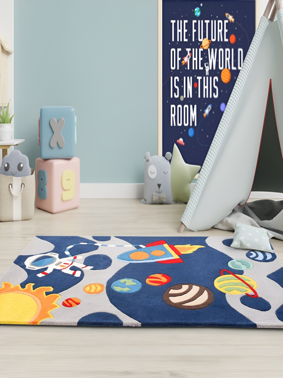 LITTLELOOMS Grey & Blue Mission To Mars Theme Hand-Tufted Rectangular Woollen Carpet
LITTLELOOMS Grey & Blue Mission To Mars Theme Hand-Tufted Rectangular Woollen Carpet