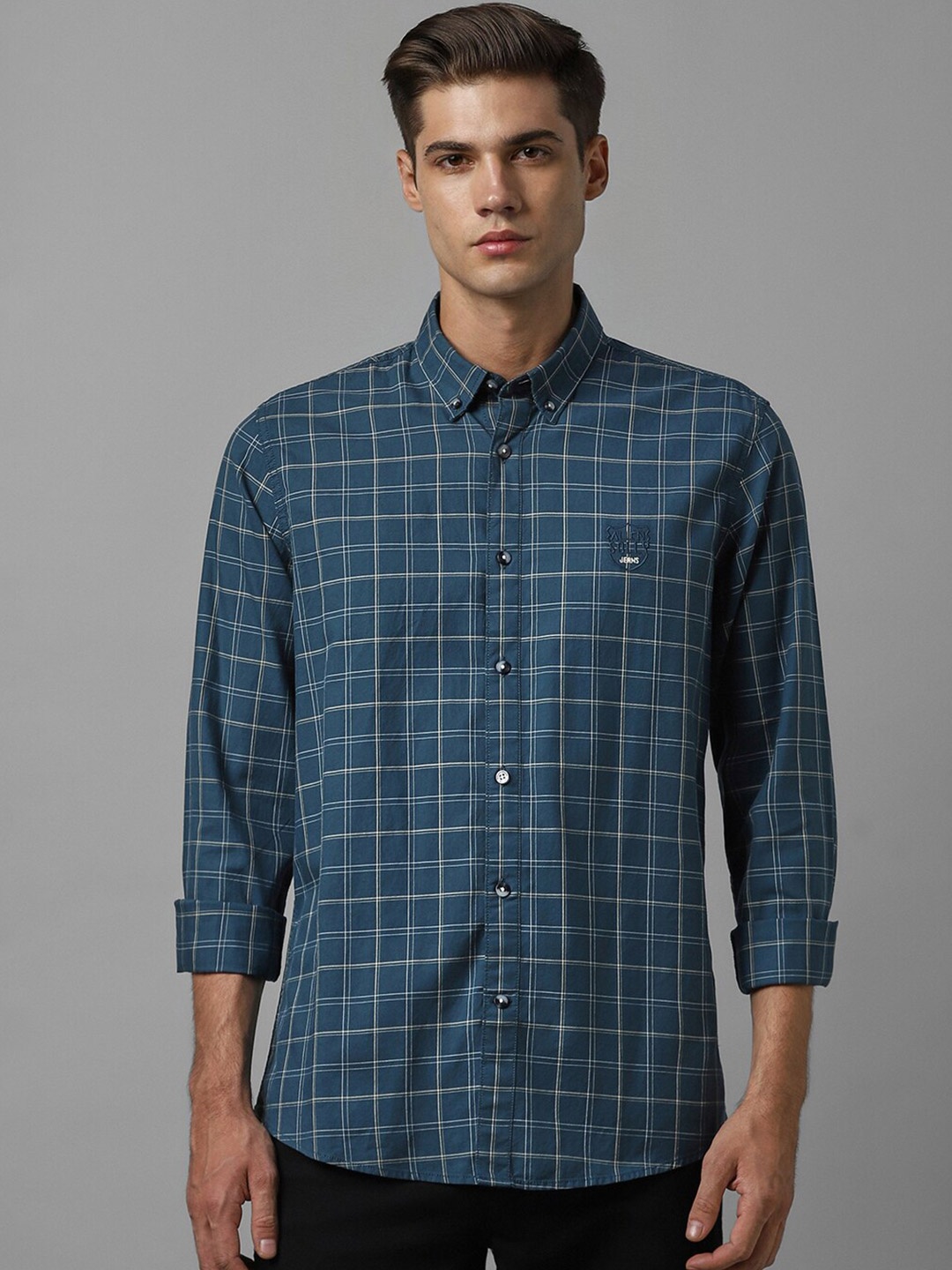 Allen Solly Opaque Windowpane Checks Spread Collar Full Sleeves Cotton Casual Shirt, Blue
Allen Solly Opaque Windowpane Checks Spread Collar Full Sleeves Cotton Casual Shirt, Blue