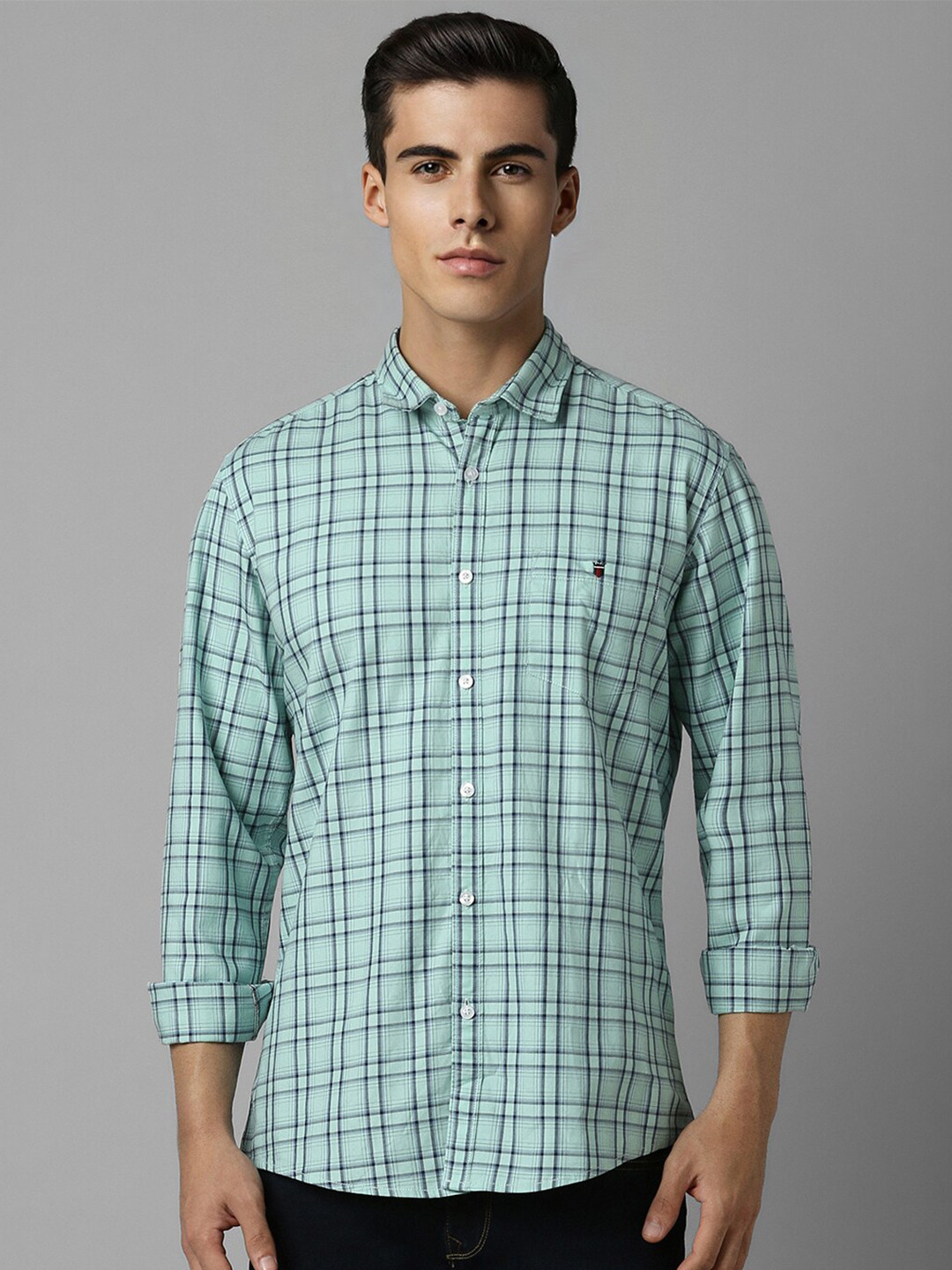 Louis Philippe Jeans Men Slim Fit Tartan Checks Opaque Checked Cotton Casual Shirt, Green 
Louis Philippe Jeans Men Slim Fit Tartan Checks Opaque Checked Cotton Casual Shirt, Green