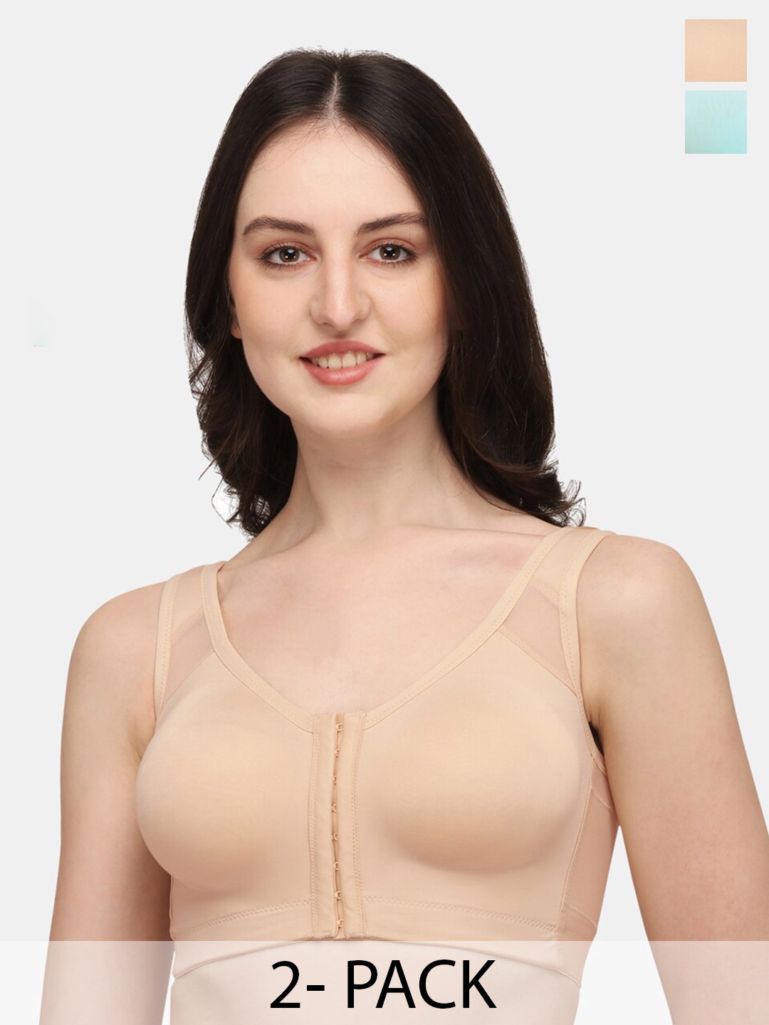 Soie Pack of 2 Front Closure Full Coverage Non Padded Non Wired Posture Correction Bra, Beige
Soie Pack of 2 Front Closure Full Coverage Non Padded Non Wired Posture Correction Bra, Beige