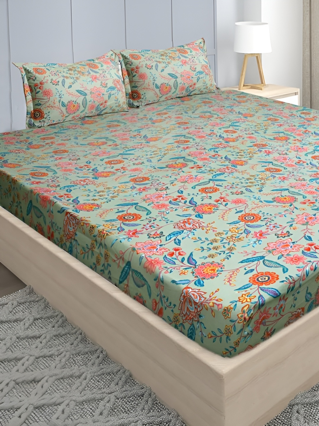 Stylista Green & Orange Printed Cotton 400 TC Fitted Queen Bedsheet With 2 Pillow Covers
Stylista Green & Orange Printed Cotton 400 TC Fitted Queen Bedsheet With 2 Pillow Covers