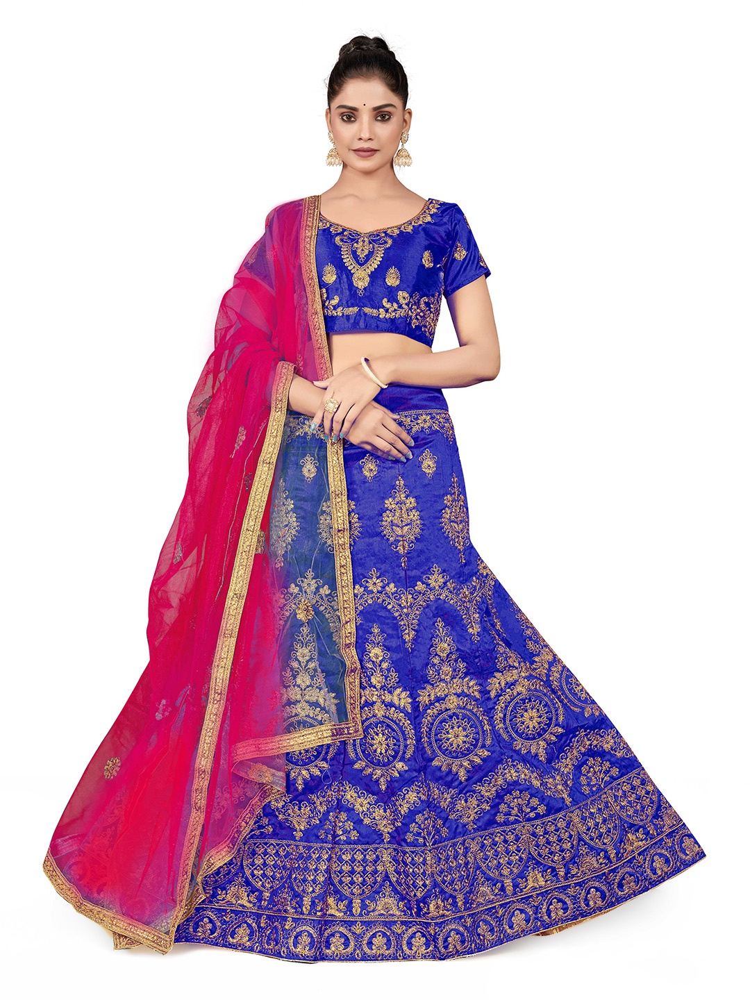 MANVAA Ethnic Motif Embroidered Semi-Stitched Lehenga & Unstitched Blouse With Dupatta, Blue
MANVAA Ethnic Motif Embroidered Semi-Stitched Lehenga & Unstitched Blouse With Dupatta, Blue
