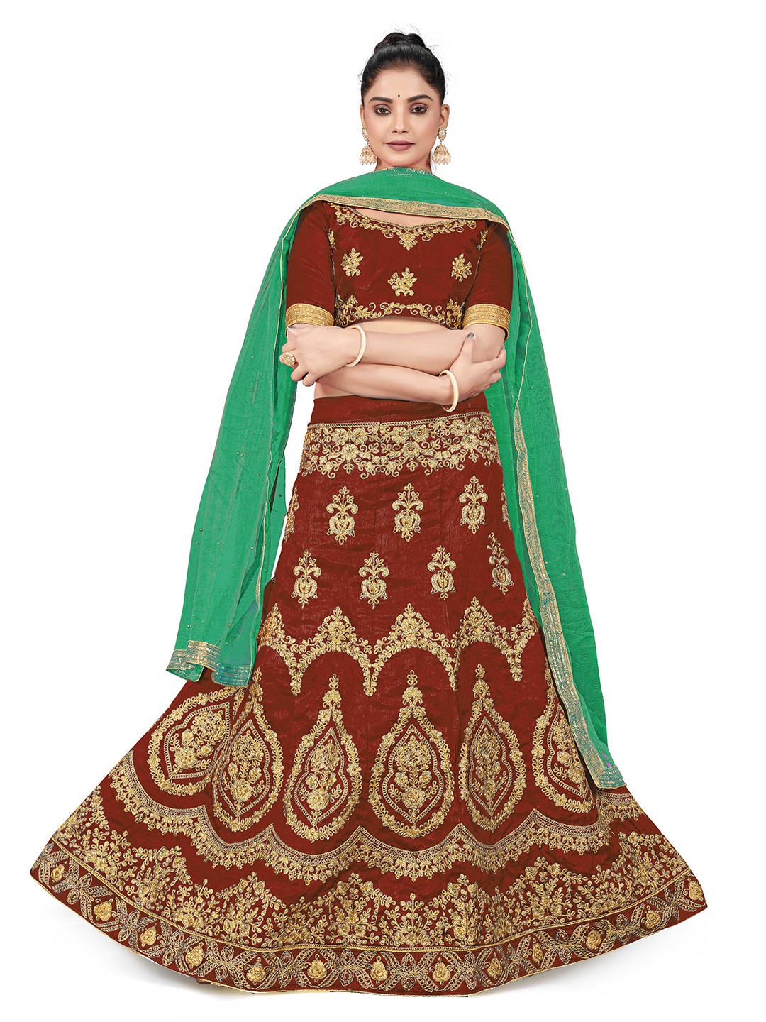 MANVAA Embroidered Beads and Stones Semi-Stitched Lehenga & Unstitched Blouse With Dupatta, Maroon
MANVAA Embroidered Beads and Stones Semi-Stitched Lehenga & Unstitched Blouse With Dupatta, Maroon
