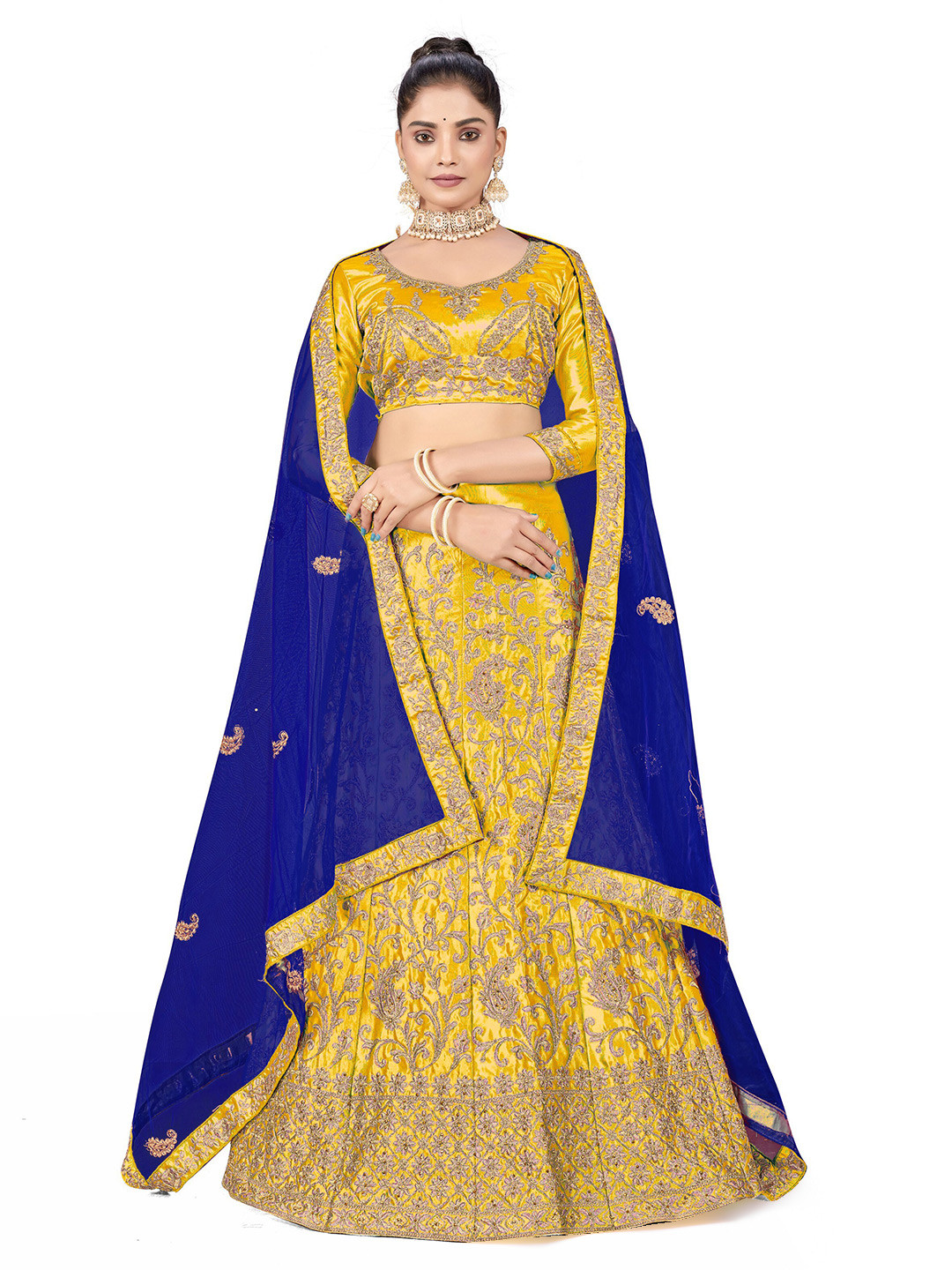 MANVAA Embroidered Zari Satin Silk Semi-Stitched Lehenga & Unstitched Blouse With Dupatta, Gold
MANVAA Embroidered Zari Satin Silk Semi-Stitched Lehenga & Unstitched Blouse With Dupatta, Gold