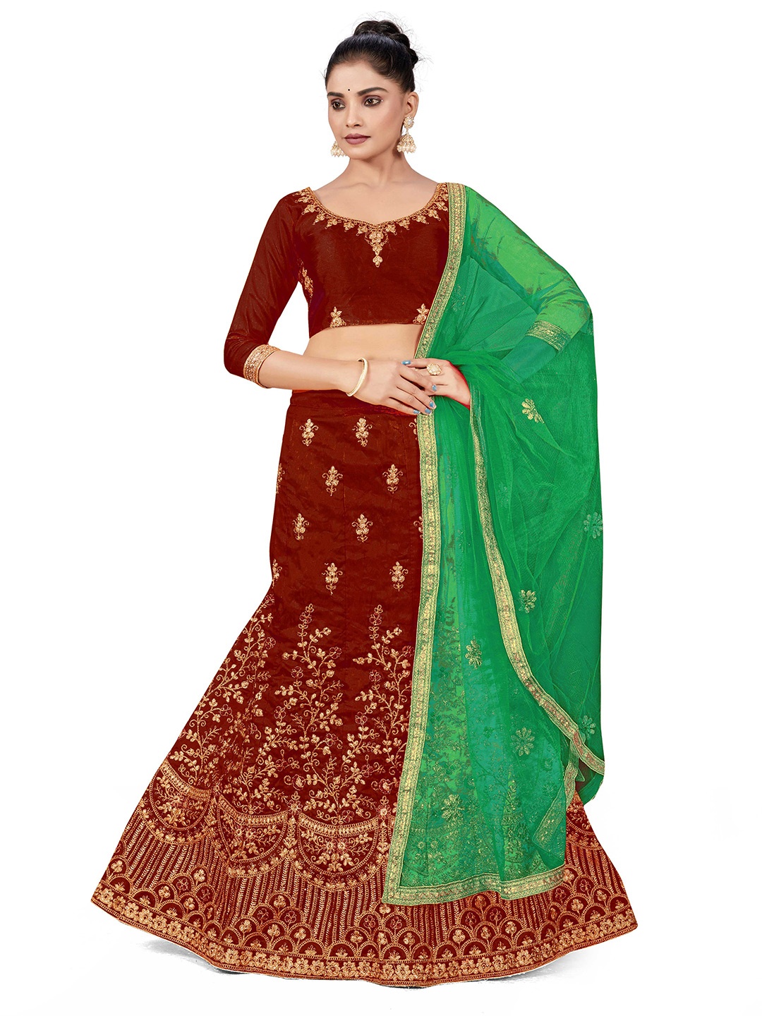 MANVAA Embroidered Thread Work Semi-Stitched Lehenga & Unstitched Blouse With Dupatta, Maroon
MANVAA Embroidered Thread Work Semi-Stitched Lehenga & Unstitched Blouse With Dupatta, Maroon