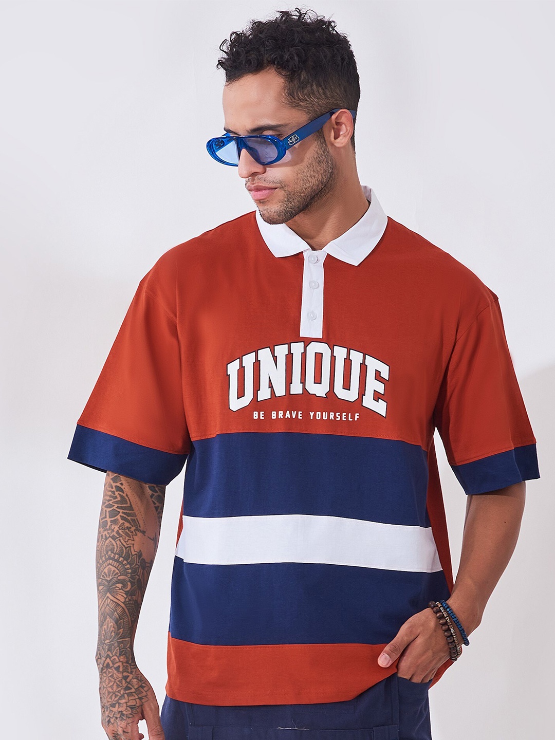 Maniac Short Sleeves Typography Striped Polo Collar Cotton Applique Slim Fit T-shirt, Orange
Maniac Short Sleeves Typography Striped Polo Collar Cotton Applique Slim Fit T-shirt, Orange