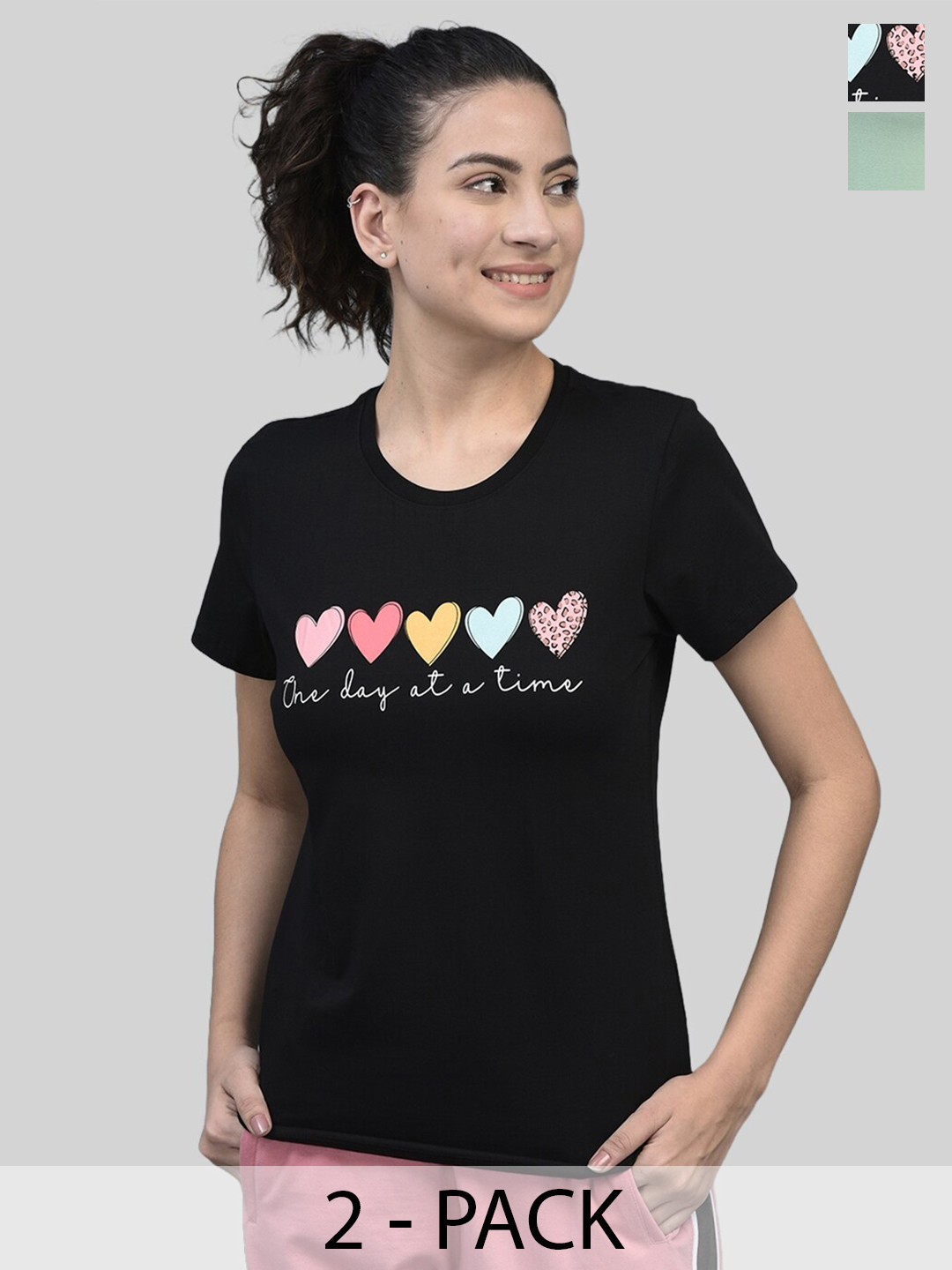 Dollar Pack of 2 Typography Printed Round Neck Short Sleeves Cotton Regular T-shirt, Black 
Dollar Pack of 2 Typography Printed Round Neck Short Sleeves Cotton Regular T-shirt, Black