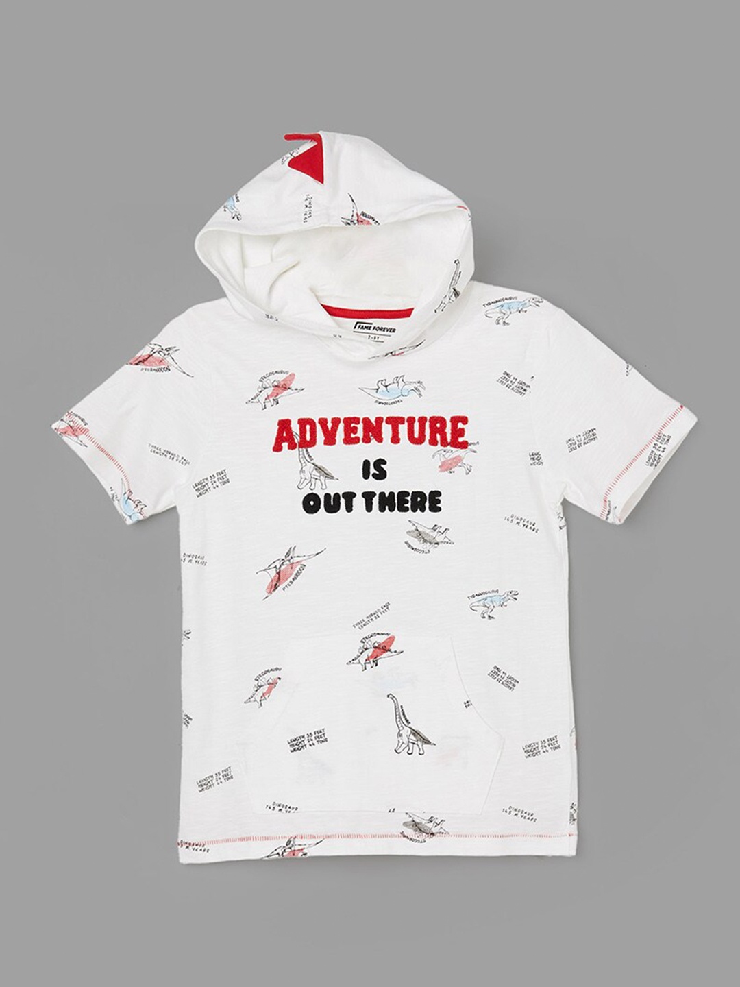 Fame Forever by Lifestyle Boys Typography Printed Cotton Casual Hooded T-shirt, Off white
Fame Forever by Lifestyle Boys Typography Printed Cotton Casual Hooded T-shirt, Off white