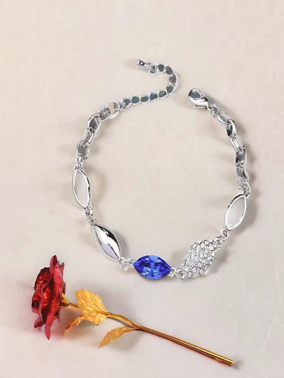 UNIVERSITY TRENDZ Silver-Plated Stones Studded Wraparound Bracelet With Artificial Rose
UNIVERSITY TRENDZ Silver-Plated Stones Studded Wraparound Bracelet With Artificial Rose