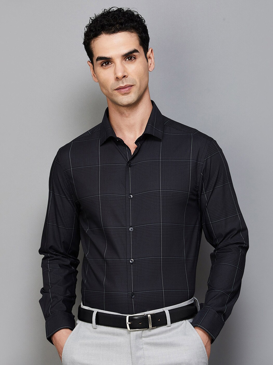CODE by Lifestyle Spread Collar Windowpane Checks Slim Fit Opaque Formal Shirt, Black
CODE by Lifestyle Spread Collar Windowpane Checks Slim Fit Opaque Formal Shirt, Black