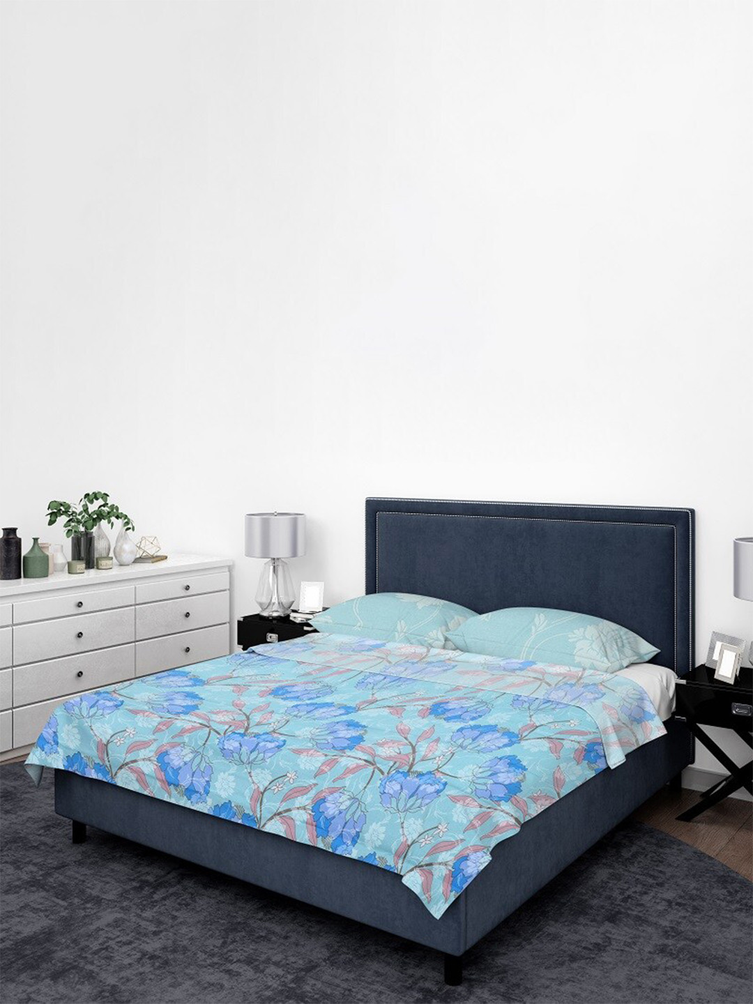BOMBAY DYEING Blue & Green Floral Cotton 100 TC Queen Bedsheet with 2 Pillow Covers
BOMBAY DYEING Blue & Green Floral Cotton 100 TC Queen Bedsheet with 2 Pillow Covers