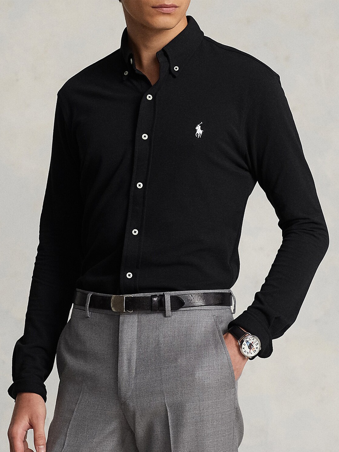 Polo Ralph Lauren button down collar Cotton Featherweight Mesh Shirt, Black
Polo Ralph Lauren button down collar Cotton Featherweight Mesh Shirt, Black