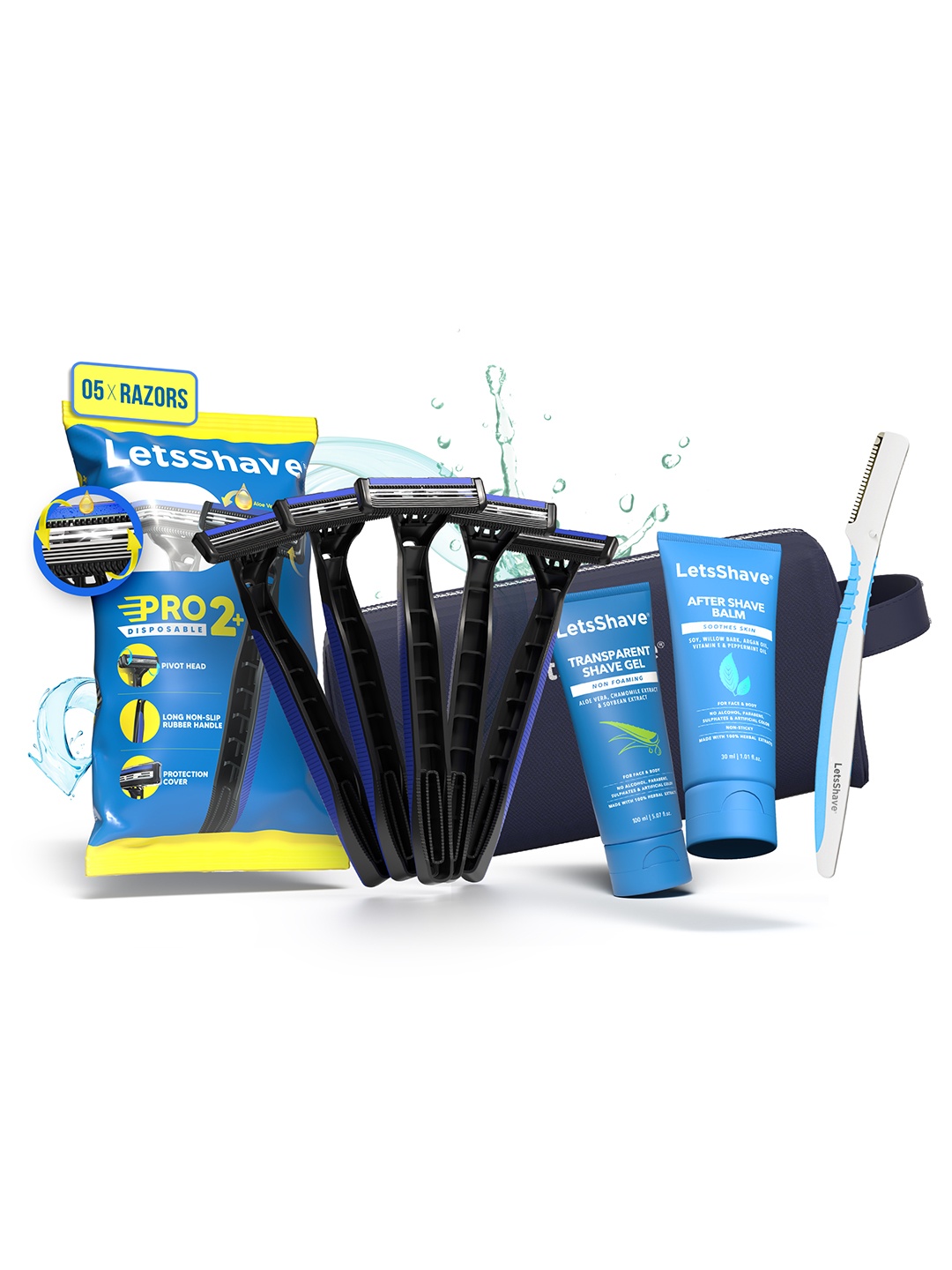 LetsShave Set Of 9 Pro 2 Disposable Razor-Shaving Gel-After Shave Balm-Pro Styler-Pouch, Blue
LetsShave Set Of 9 Pro 2 Disposable Razor-Shaving Gel-After Shave Balm-Pro Styler-Pouch, Blue