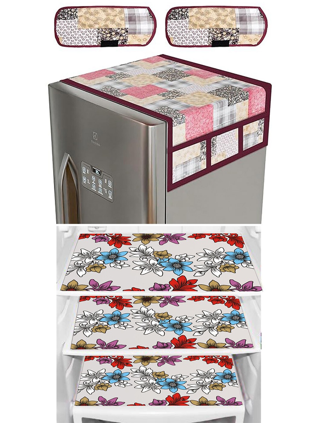 Dakshya Industries Pink & Blue 6 Pieces Floral Printed Fridge Cover With Fridge Mats
Dakshya Industries Pink & Blue 6 Pieces Floral Printed Fridge Cover With Fridge Mats