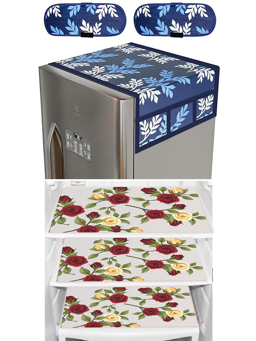 Dakshya Industries Blue 6 Pieces Floral Printed Waterproof Fridge Cover With Fridge Mats
Dakshya Industries Blue 6 Pieces Floral Printed Waterproof Fridge Cover With Fridge Mats