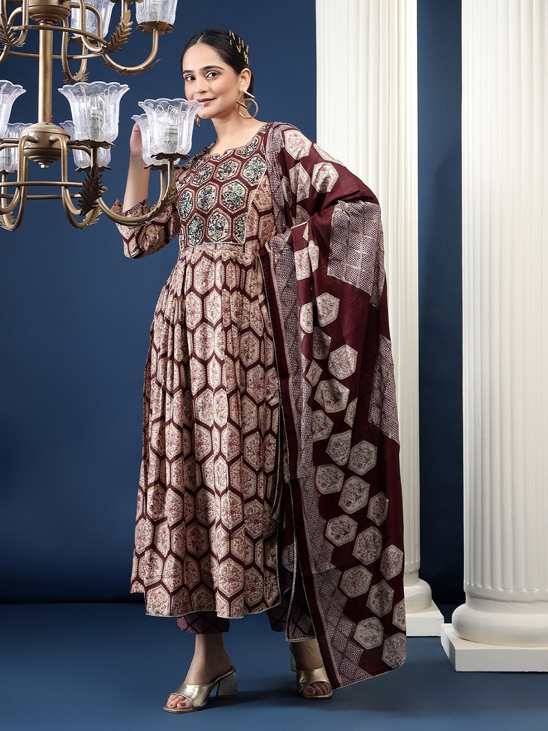BAESD Ethnic Motifs Embroidered Pleated Chanderi Silk Kurta With Trouser & Dupatta, Purple
BAESD Ethnic Motifs Embroidered Pleated Chanderi Silk Kurta With Trouser & Dupatta, Purple