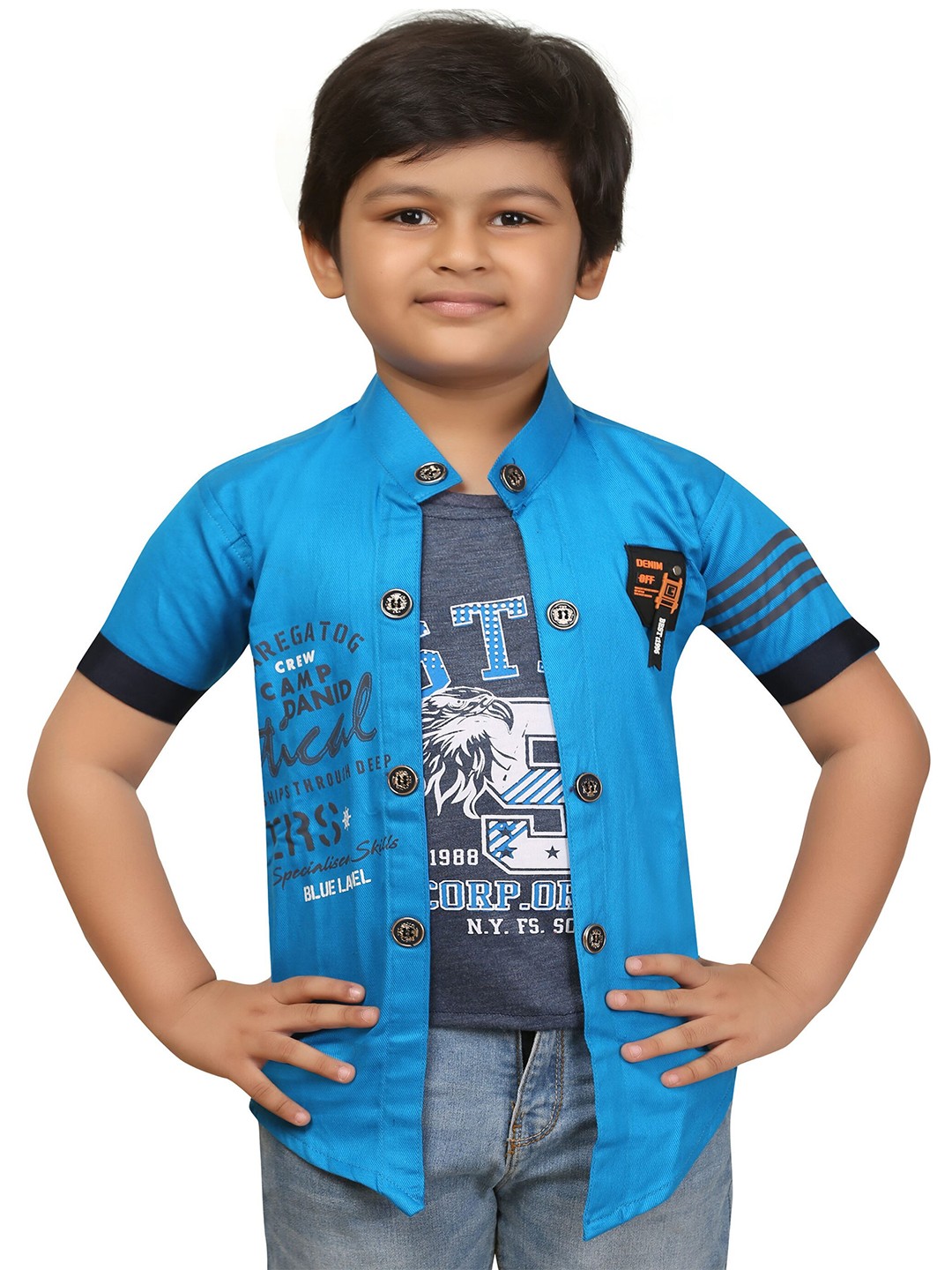 BAESD Boys Typography Printed Lightweight Open Front Jacket With Attached T-shirt, Blue
BAESD Boys Typography Printed Lightweight Open Front Jacket With Attached T-shirt, Blue