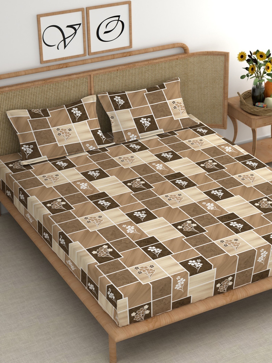 CHHAVI INDIA Beige & Brown Floral Microfiber 210 TC King Bedsheet With 2 Pillow Covers
CHHAVI INDIA Beige & Brown Floral Microfiber 210 TC King Bedsheet With 2 Pillow Covers
