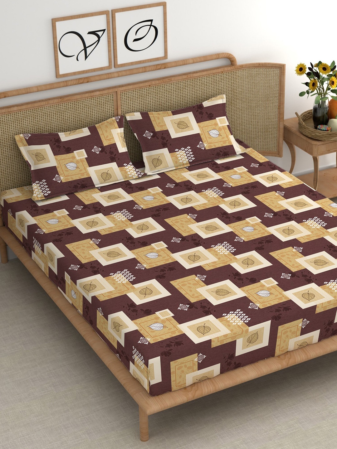 CHHAVI INDIA Yellow & Brown Geometric Microfiber 210 TC King Bedsheet With 2 Pillow Covers
CHHAVI INDIA Yellow & Brown Geometric Microfiber 210 TC King Bedsheet With 2 Pillow Covers
