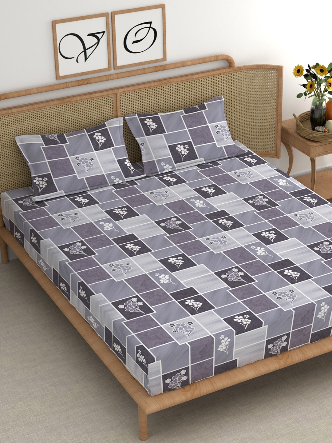 CHHAVI INDIA Grey & White Floral Microfiber 210 TC King Bedsheet With 2 Pillow Covers
CHHAVI INDIA Grey & White Floral Microfiber 210 TC King Bedsheet With 2 Pillow Covers