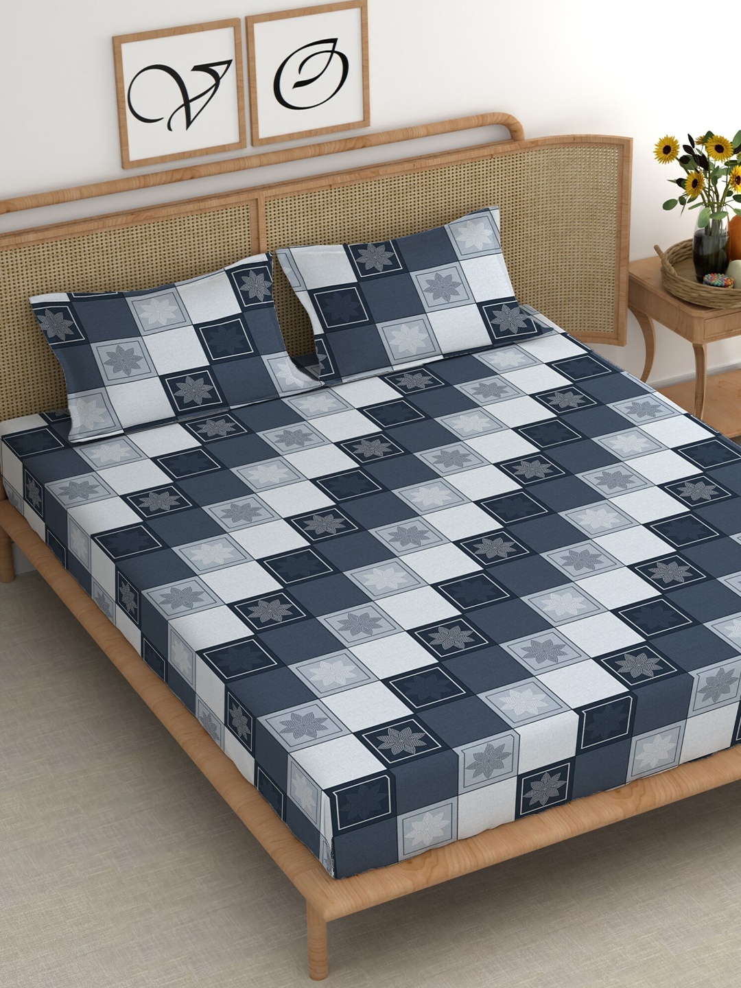 CHHAVI INDIA Blue & Grey Geometric Microfiber 210 TC King Bedsheet With 2 Pillow Covers
CHHAVI INDIA Blue & Grey Geometric Microfiber 210 TC King Bedsheet With 2 Pillow Covers