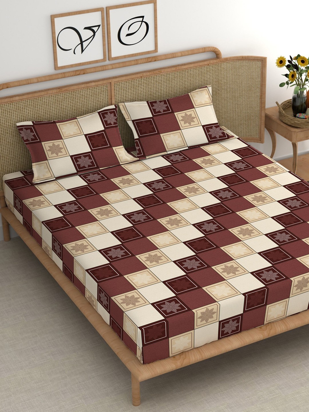 CHHAVI INDIA Brown & Cream Geometric Microfiber 210 TC King Bedsheet With 2 Pillow Covers
CHHAVI INDIA Brown & Cream Geometric Microfiber 210 TC King Bedsheet With 2 Pillow Covers