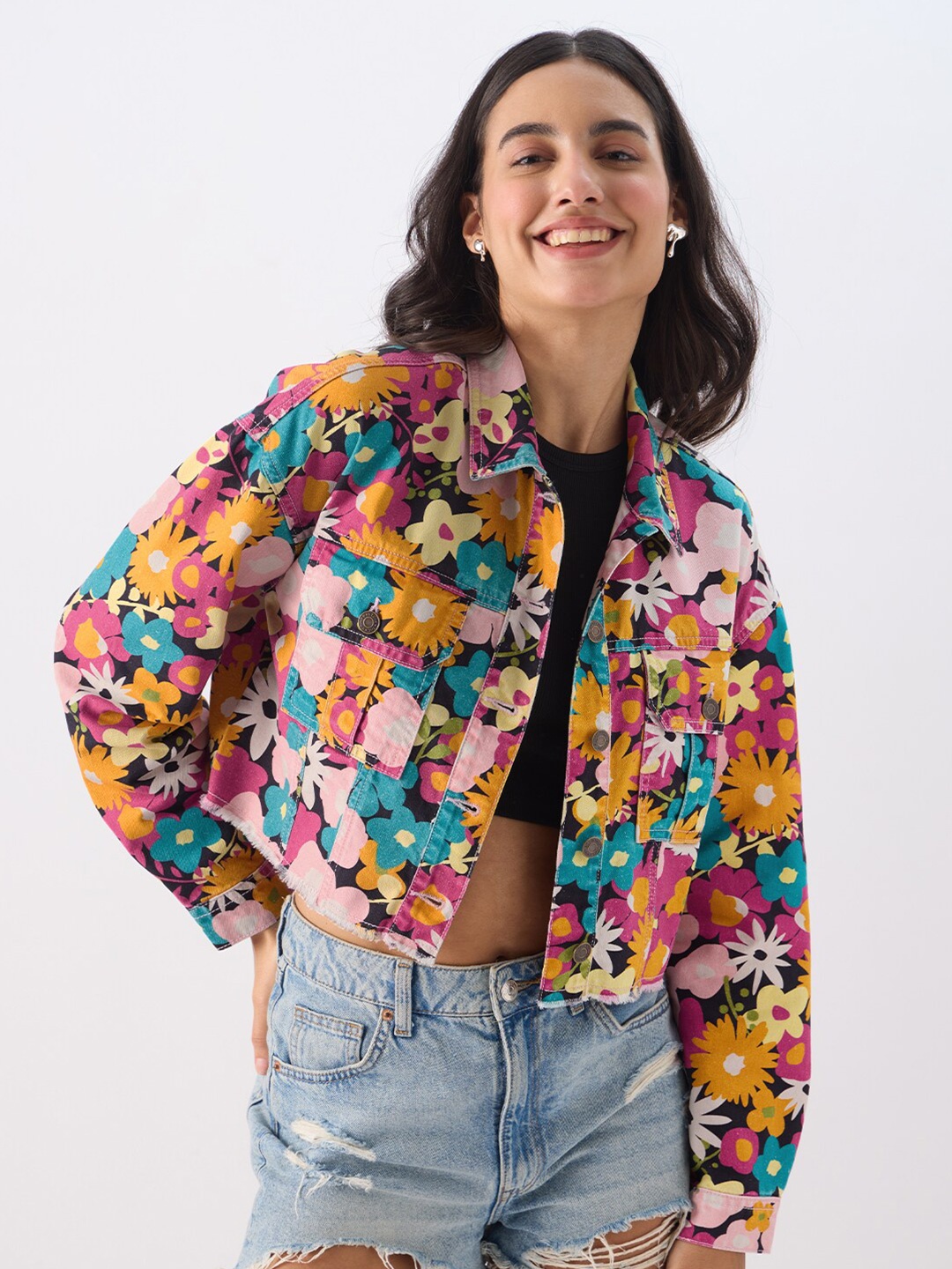 The Souled Store Floral Printed Lightweight Pure Cotton Denim Jacket, Yellow
The Souled Store Floral Printed Lightweight Pure Cotton Denim Jacket, Yellow