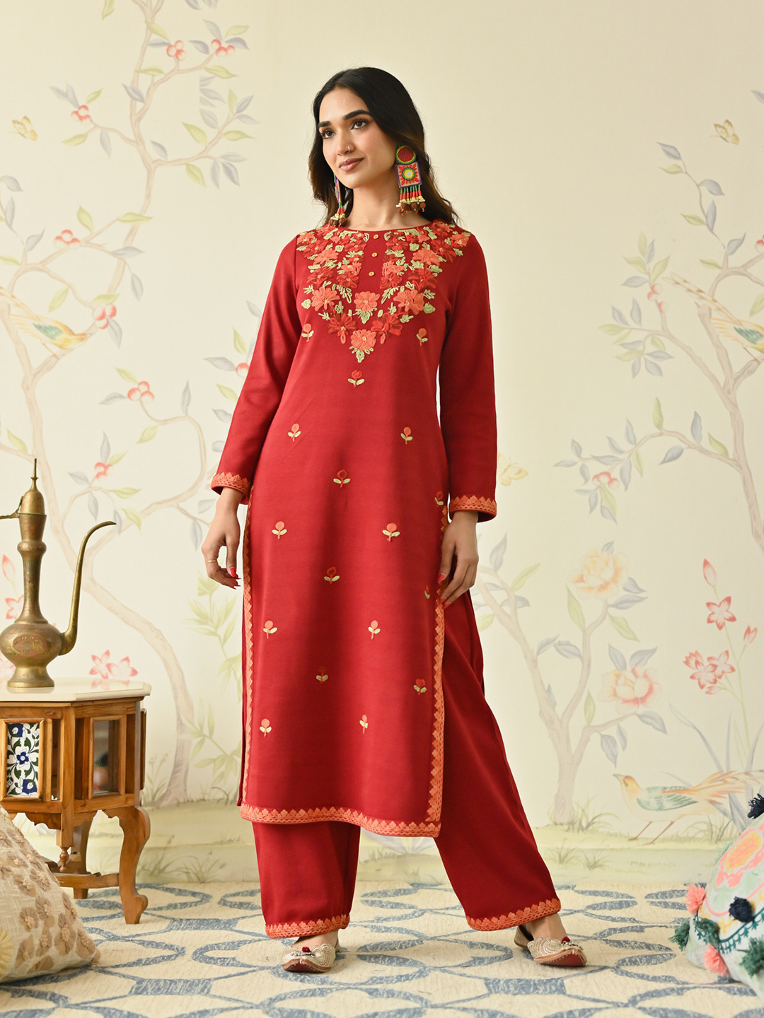 Rustorange Ethnic Motifs Embroidered Boat Neck Acrylic A-Line Kurta With Salwar, Maroon
Rustorange Ethnic Motifs Embroidered Boat Neck Acrylic A-Line Kurta With Salwar, Maroon