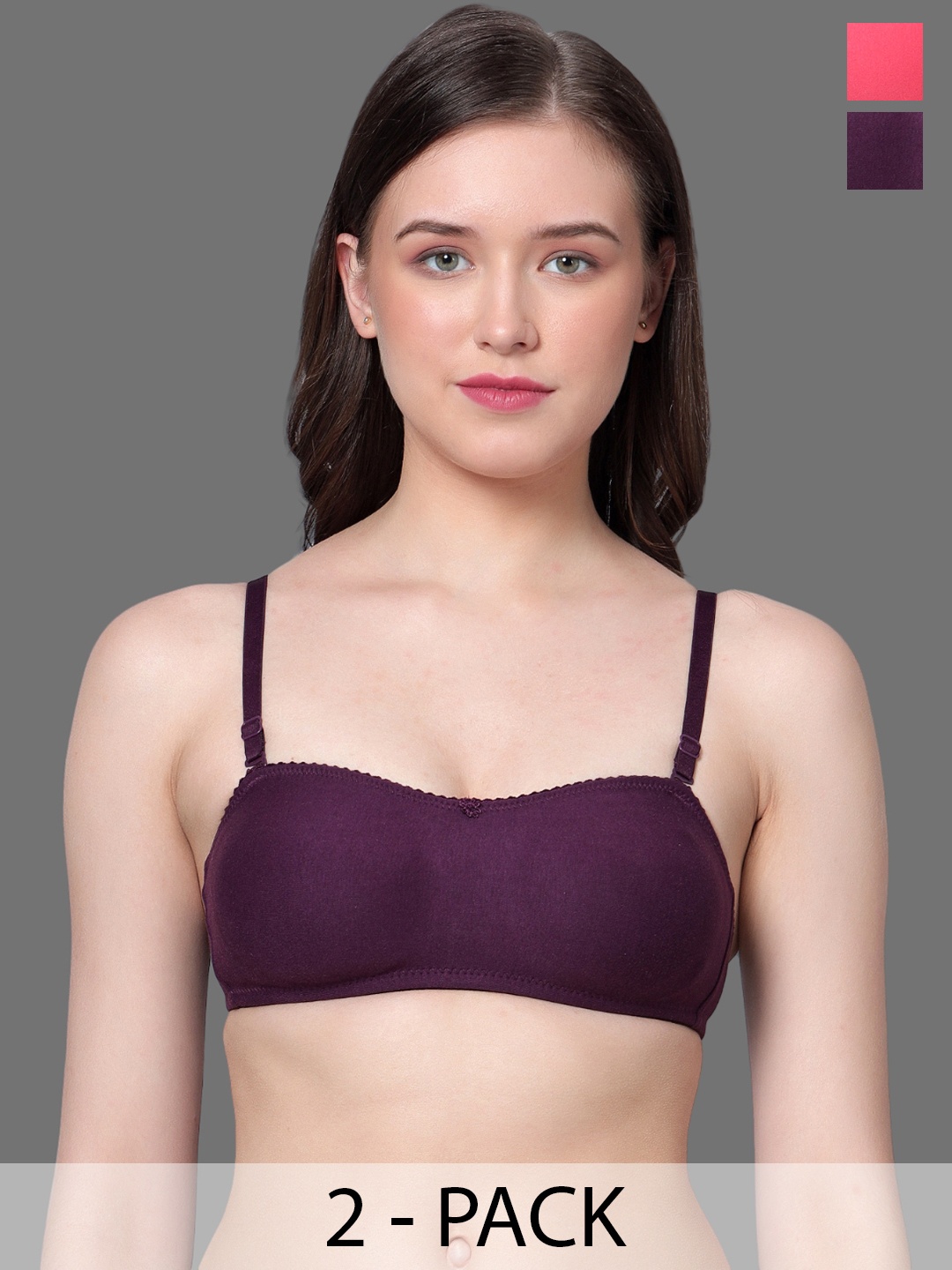 Aimly Pack Of 2 Full Coverage Non-Padded Non-Wired Cotton T-Shirt Bra With All Day Comfort, Burgundy
Aimly Pack Of 2 Full Coverage Non-Padded Non-Wired Cotton T-Shirt Bra With All Day Comfort, Burgundy