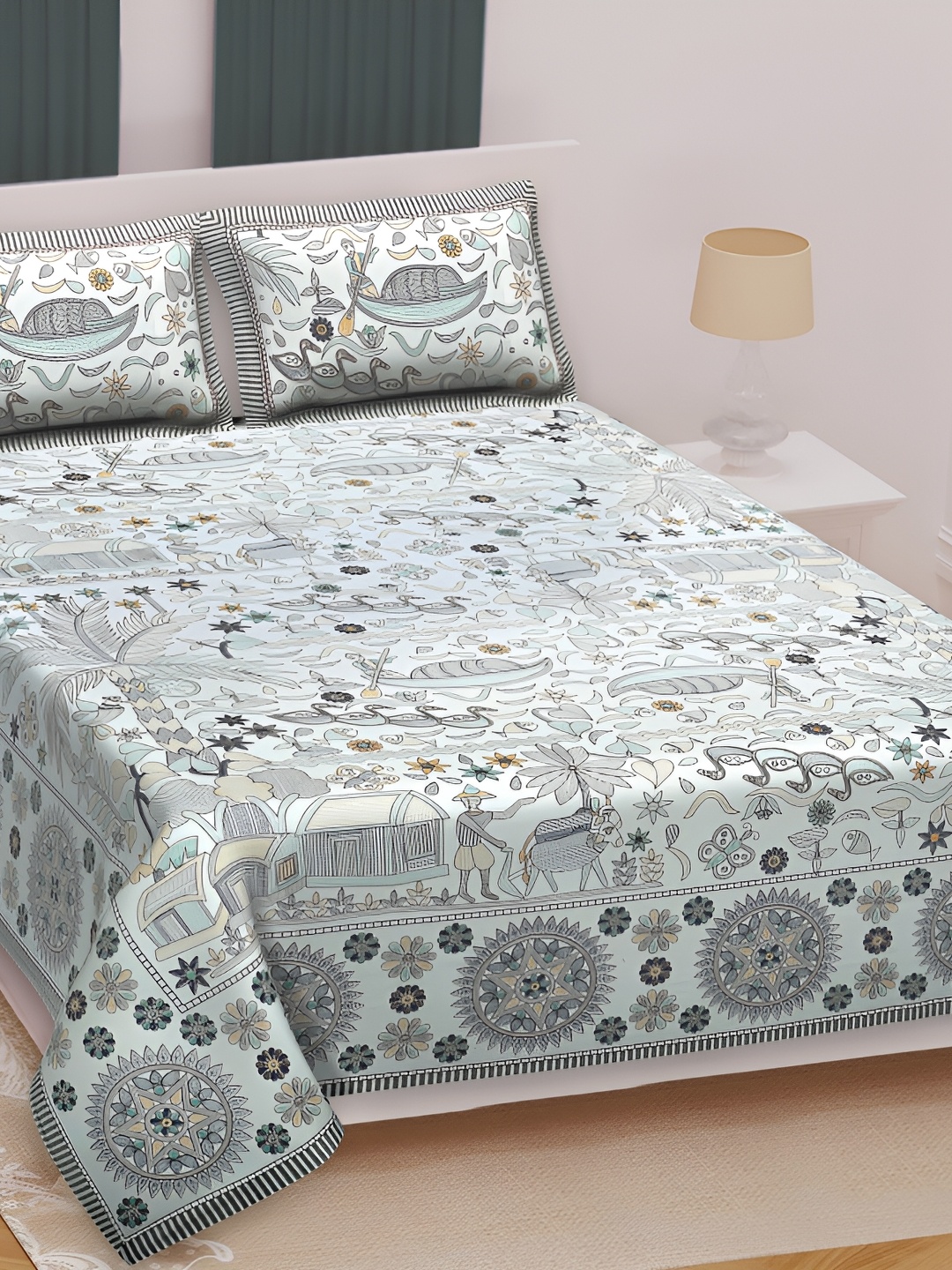 Texstylers Grey & White Floral Printed Cotton 210 TC Queen Bedsheet With 2 Pillow Covers
Texstylers Grey & White Floral Printed Cotton 210 TC Queen Bedsheet With 2 Pillow Covers